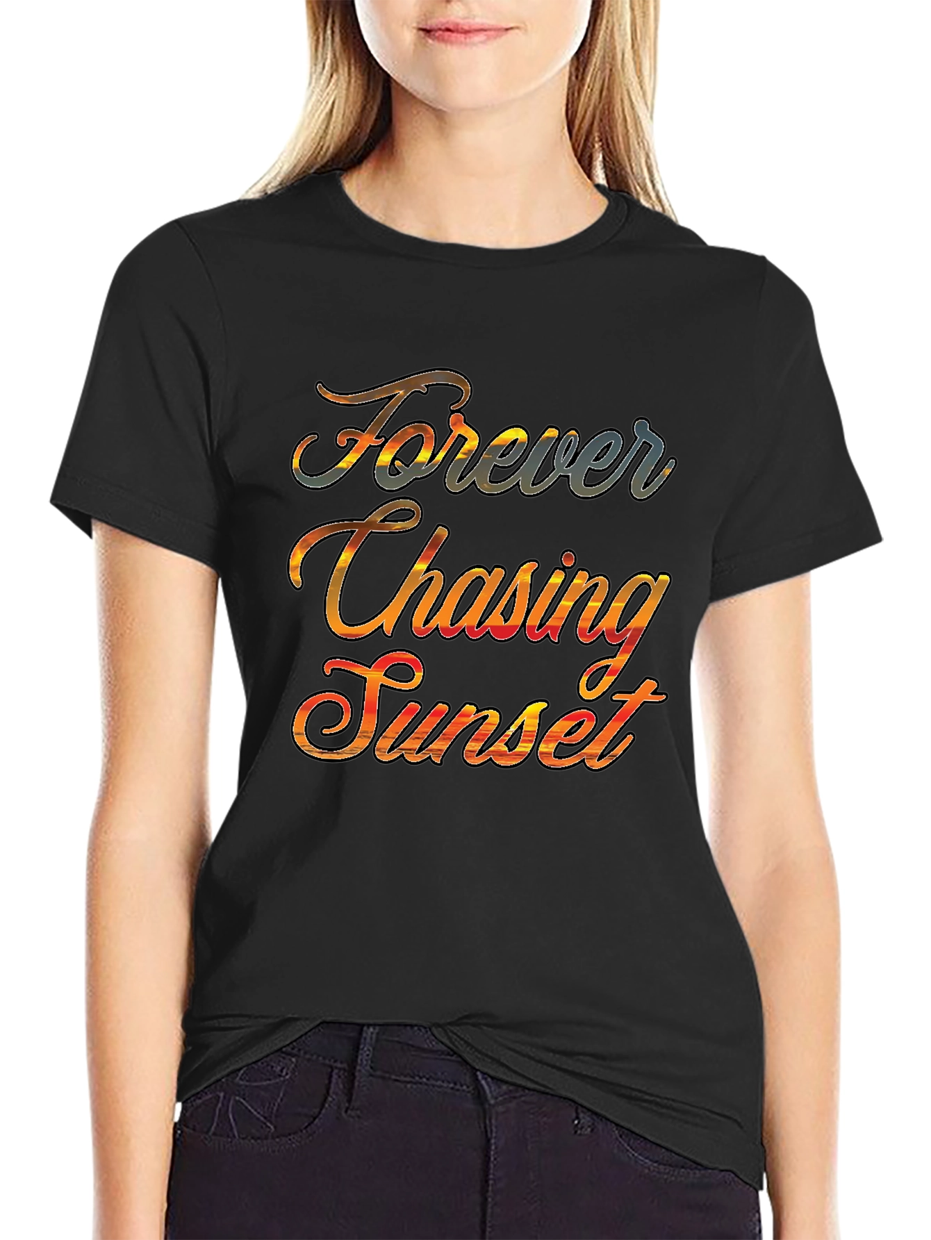 Forever Chasing Sunset Graphic Tee - Black
