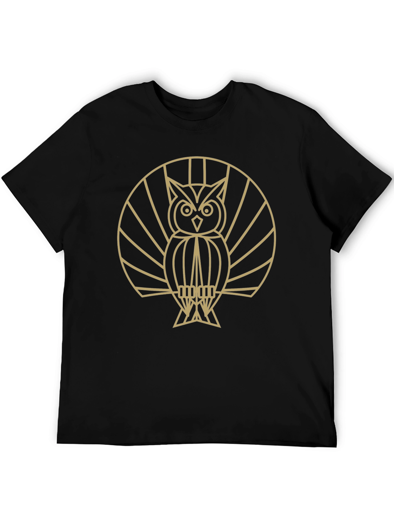 Geometric Owl Graphic T-Shirt - Black