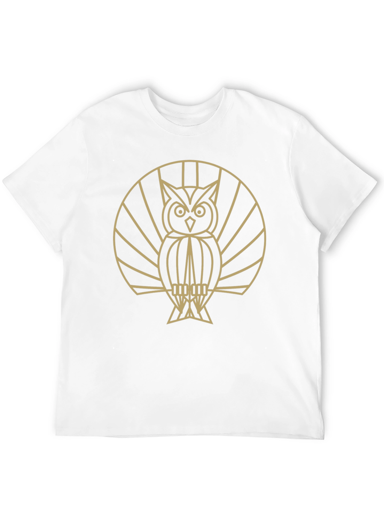 Geometric Owl Graphic T-Shirt - Black