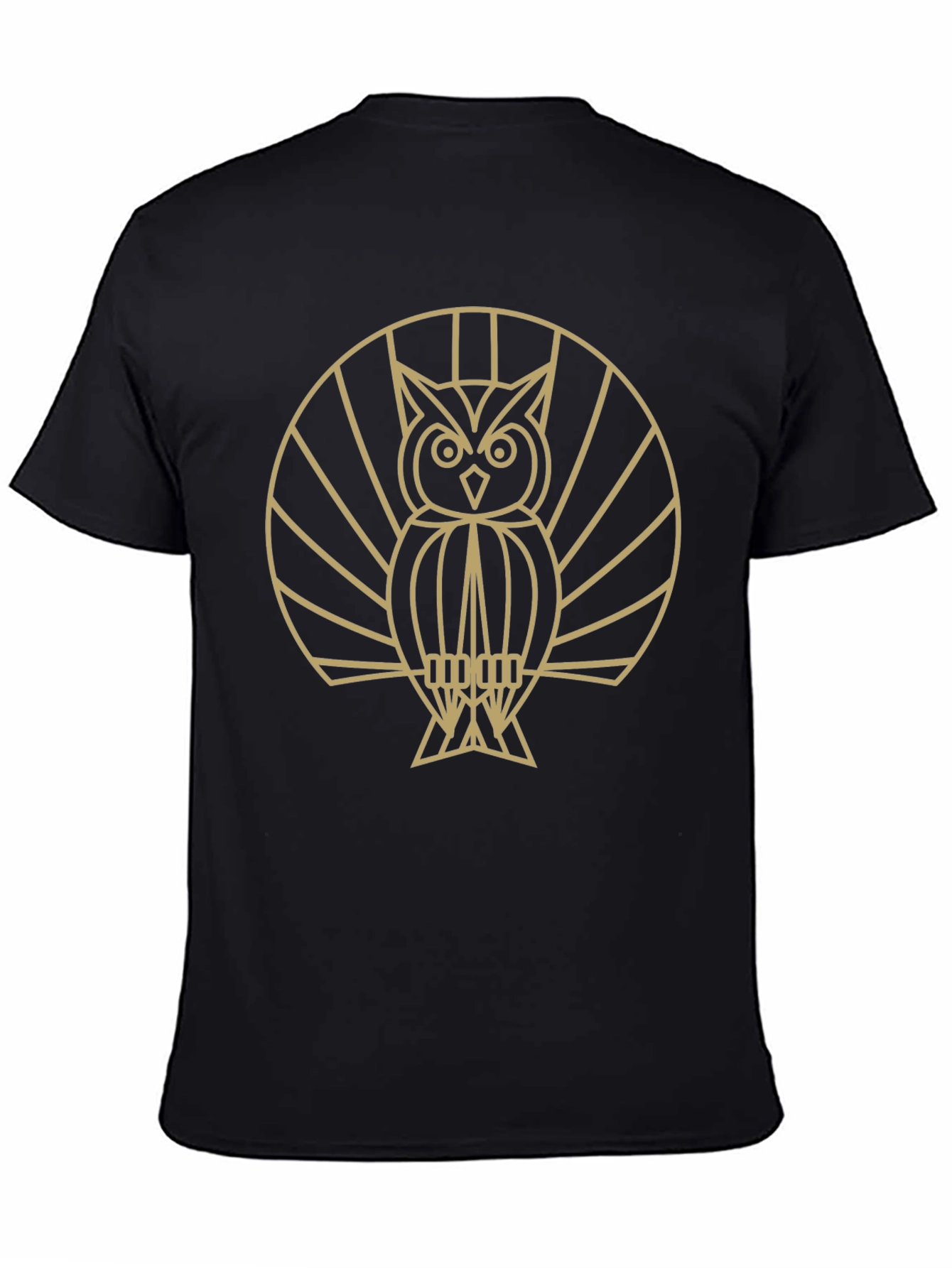Geometric Owl Graphic T-Shirt - Black
