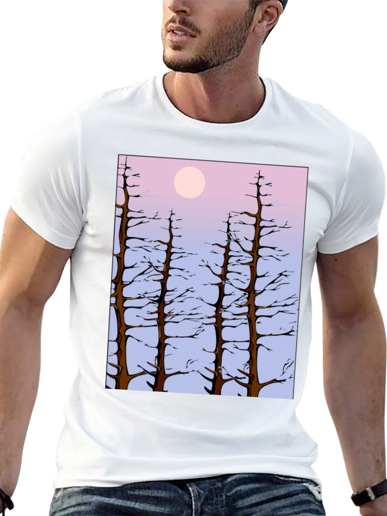 Nature Scene Tee: Trees & Moon T-Shirt