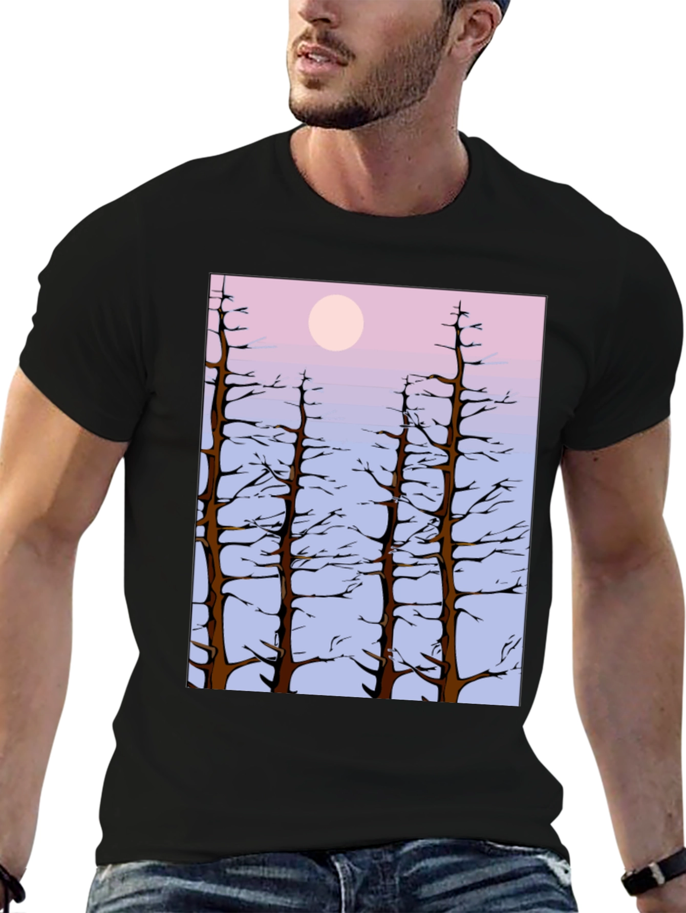 Nature Scene Tee: Trees & Moon T-Shirt
