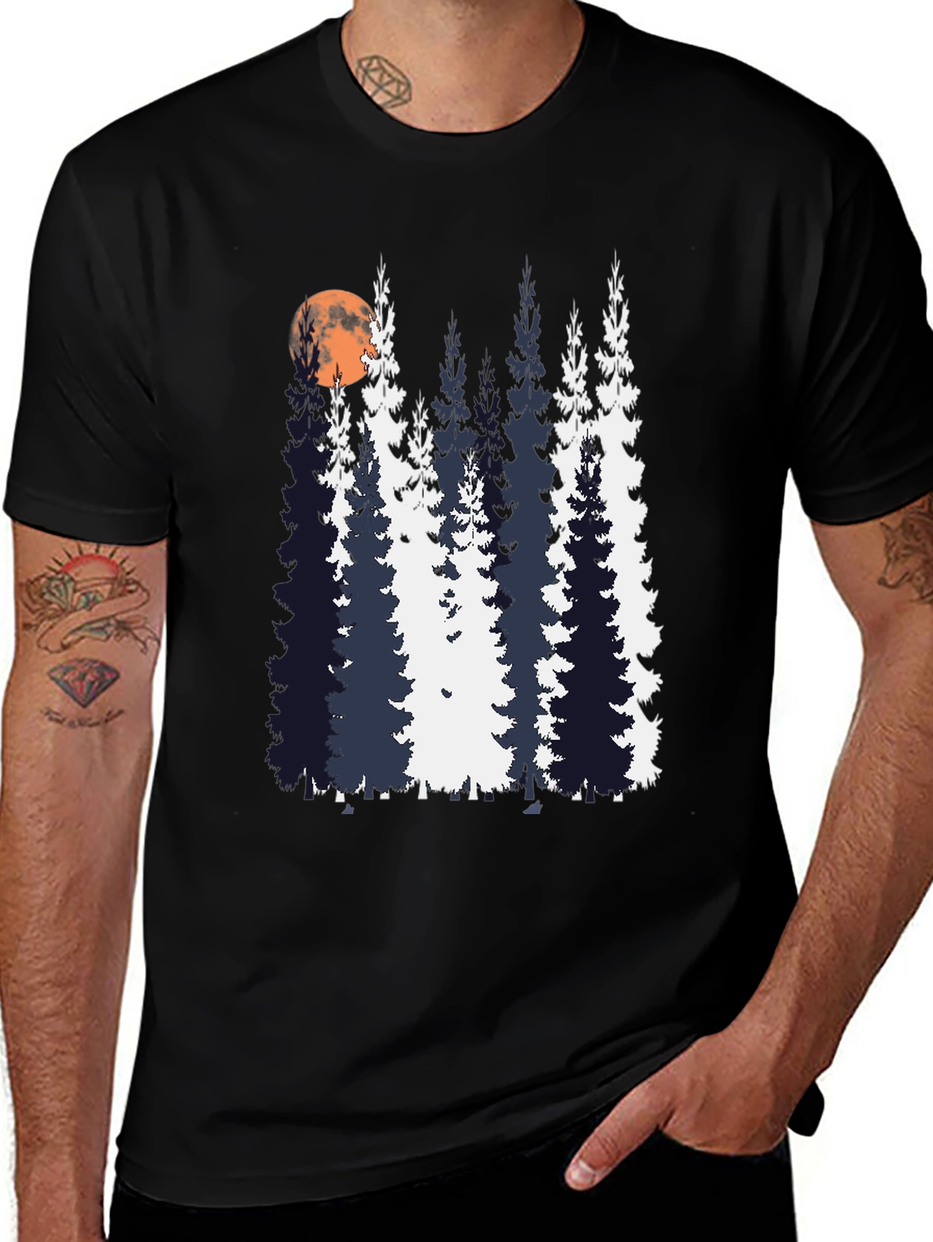 Nature Inspired T-Shirt with Tree and Moon Design