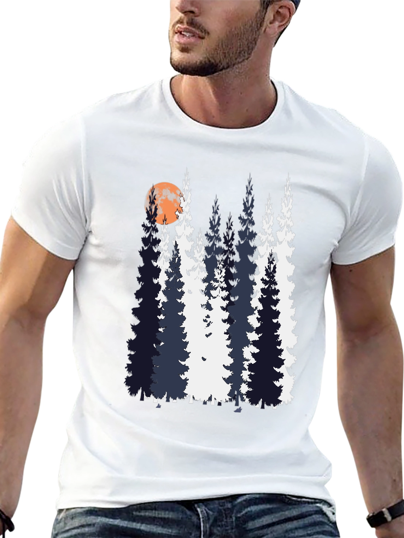 Nature Inspired T-Shirt with Tree and Moon Design