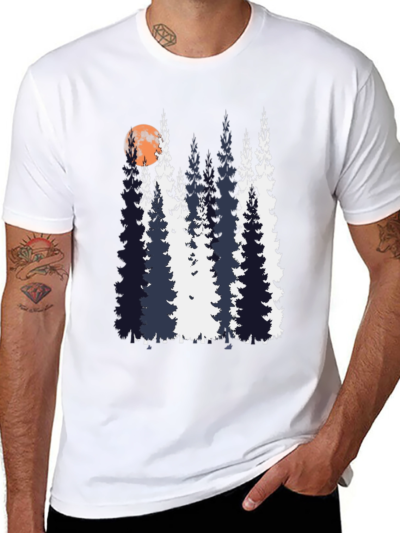 Nature Inspired T-Shirt with Tree and Moon Design