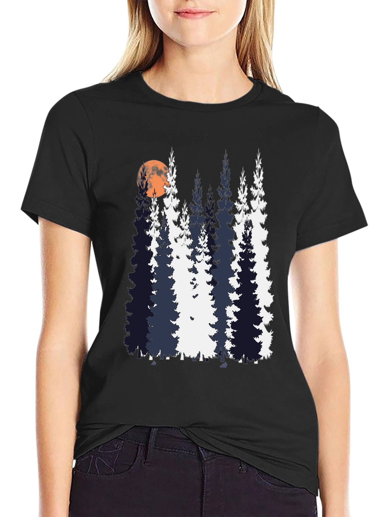 Nature Inspired T-Shirt with Tree and Moon Design