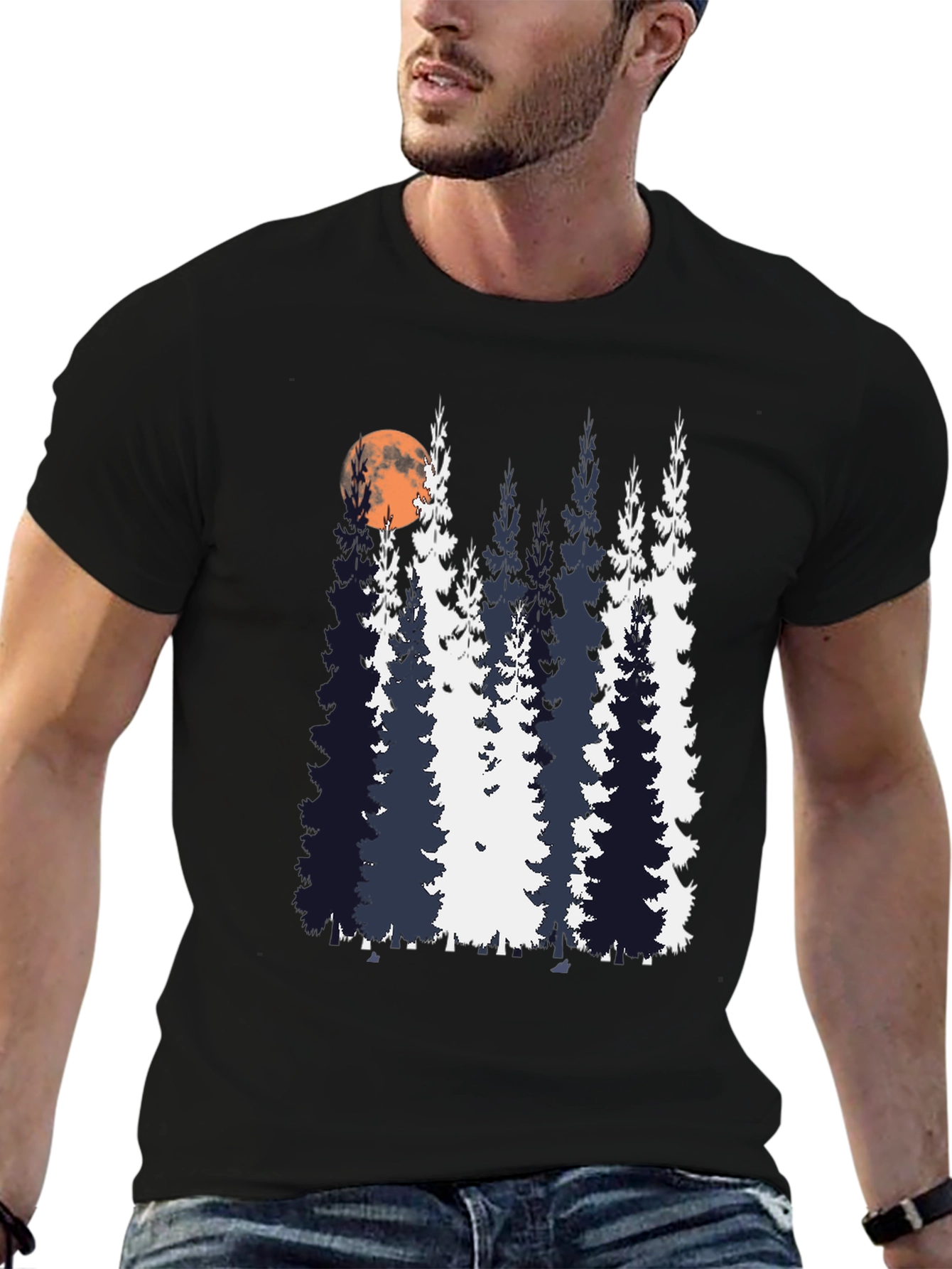 Nature Inspired T-Shirt with Tree and Moon Design