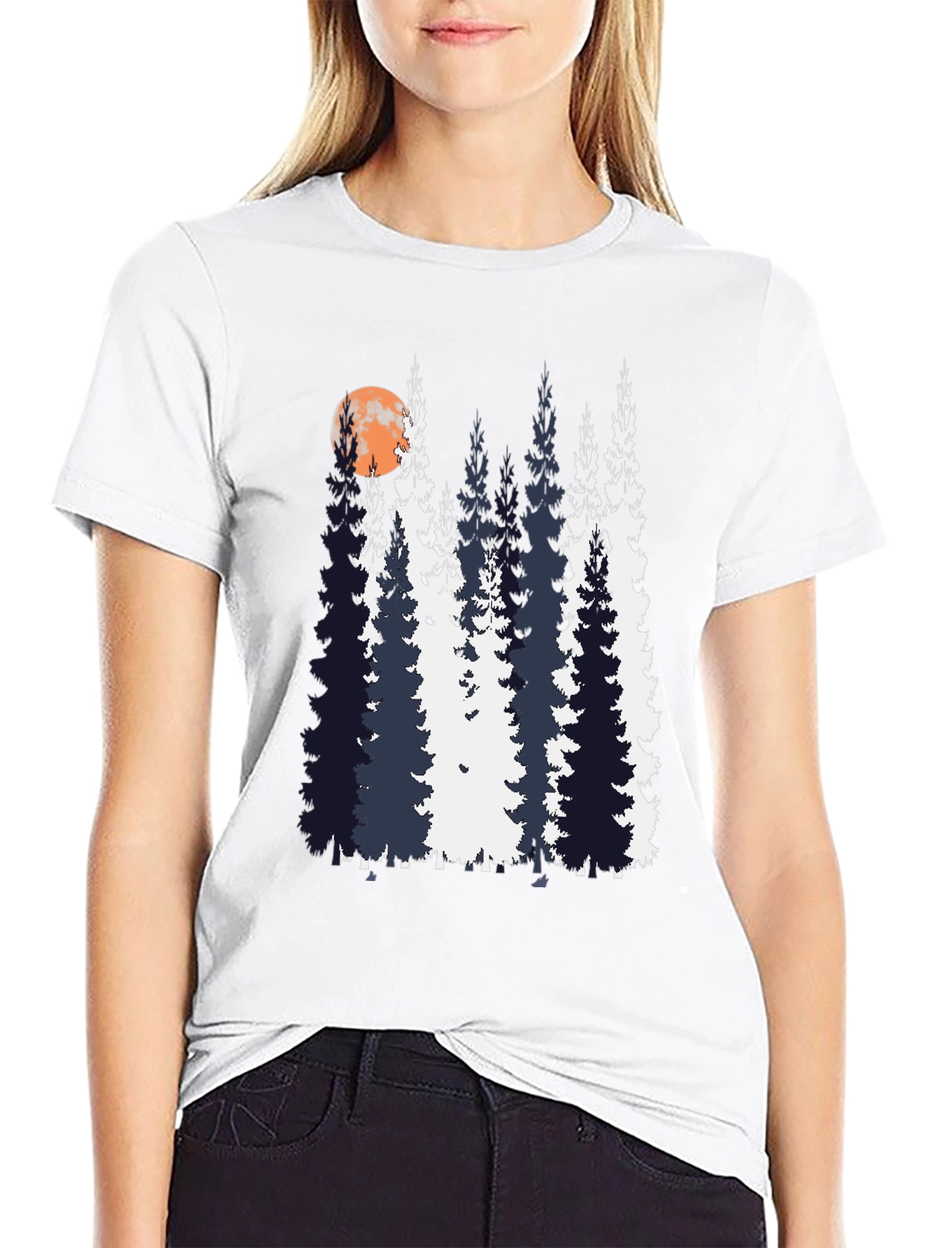 Nature Inspired T-Shirt with Tree and Moon Design