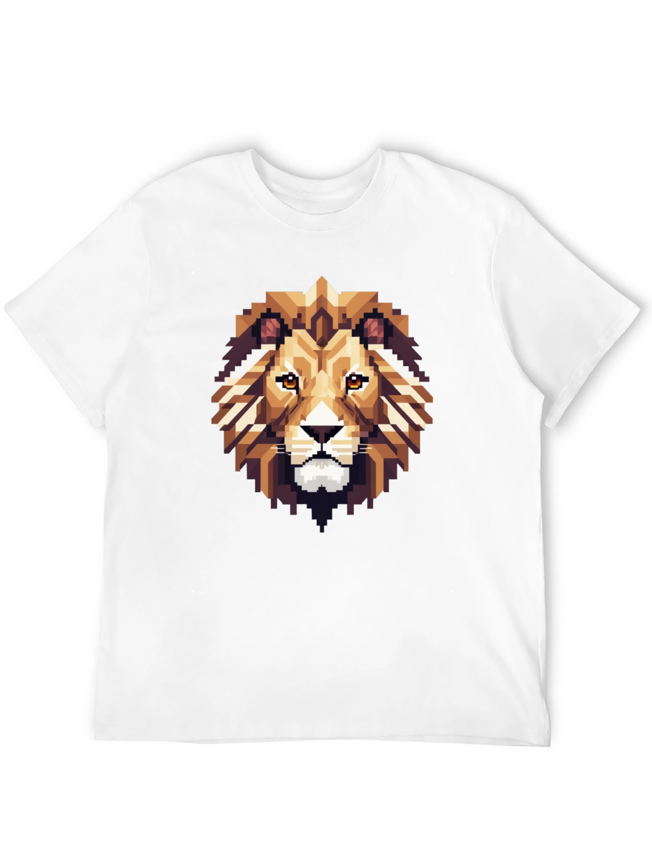 Pixelated Lion Graphic Tee - Black Cotton Shirt
