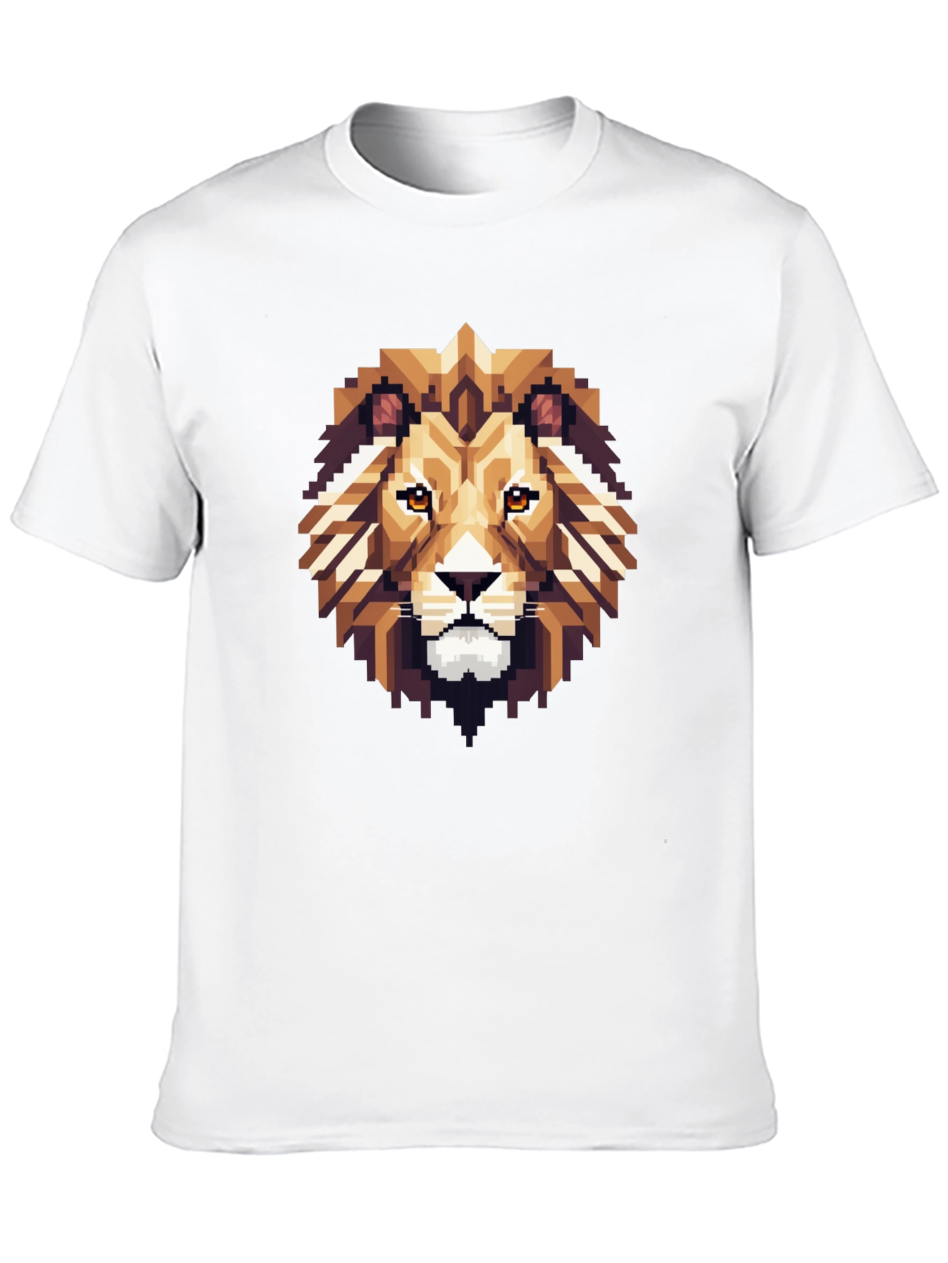 Pixelated Lion Graphic Tee - Black Cotton Shirt