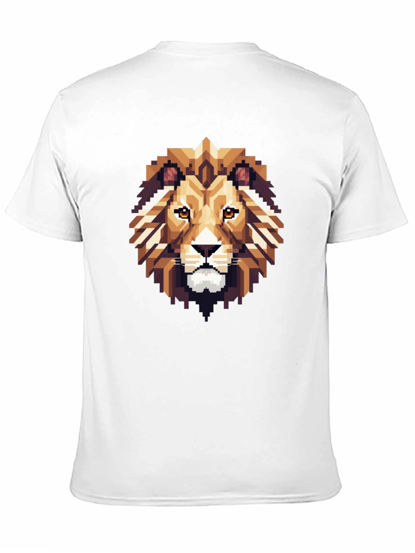 Pixelated Lion Graphic Tee - Black Cotton Shirt