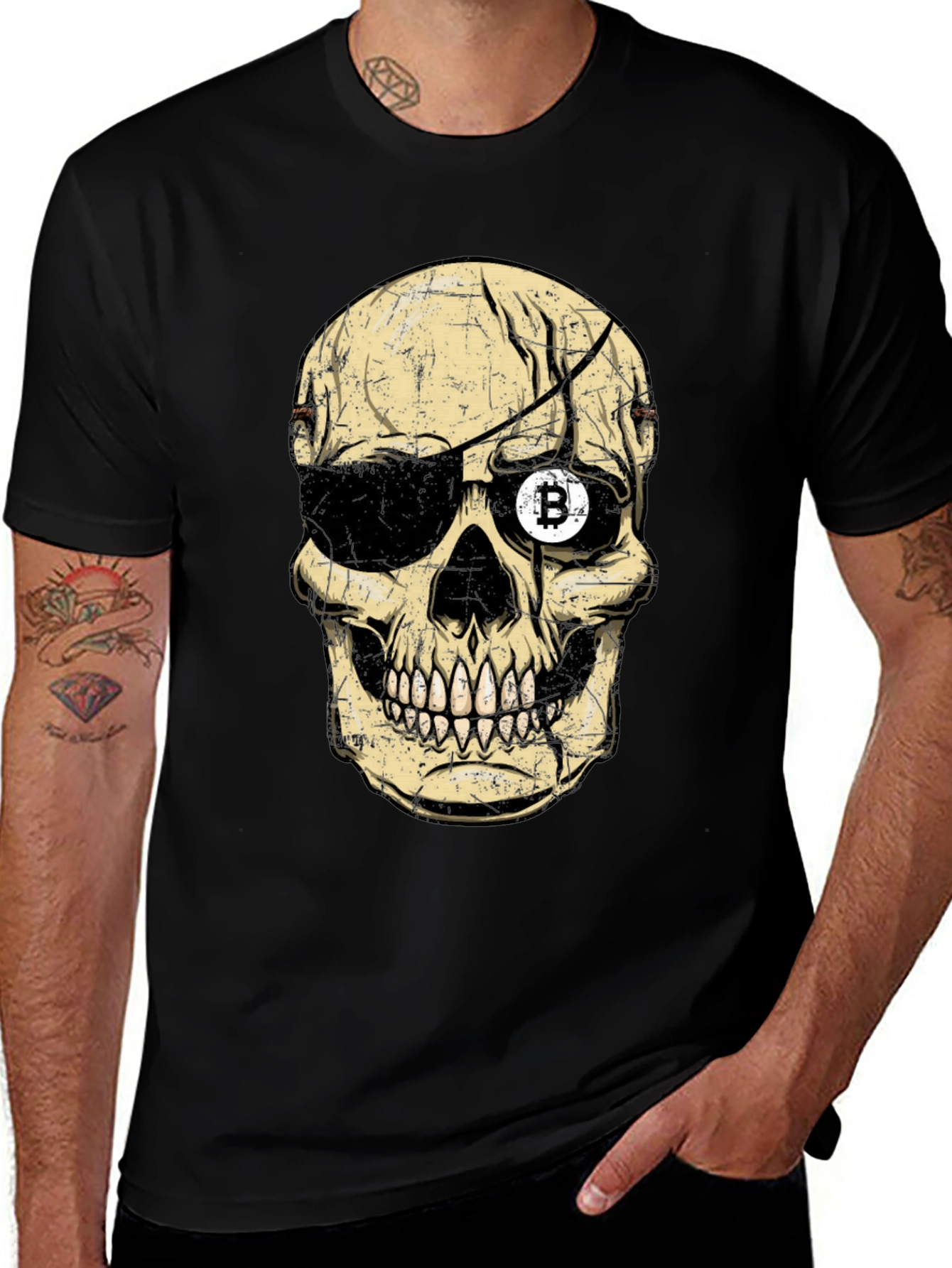 Bitcoin Pirate Skull Graphic T-Shirt