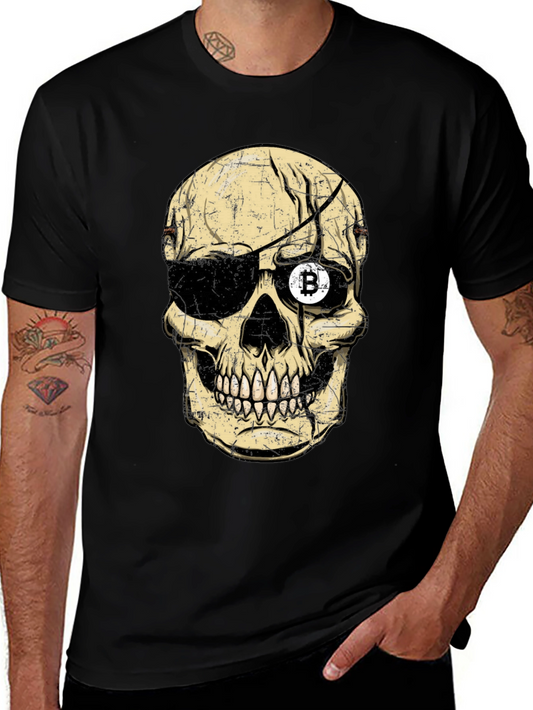 Bitcoin Pirate Skull Graphic T-Shirt