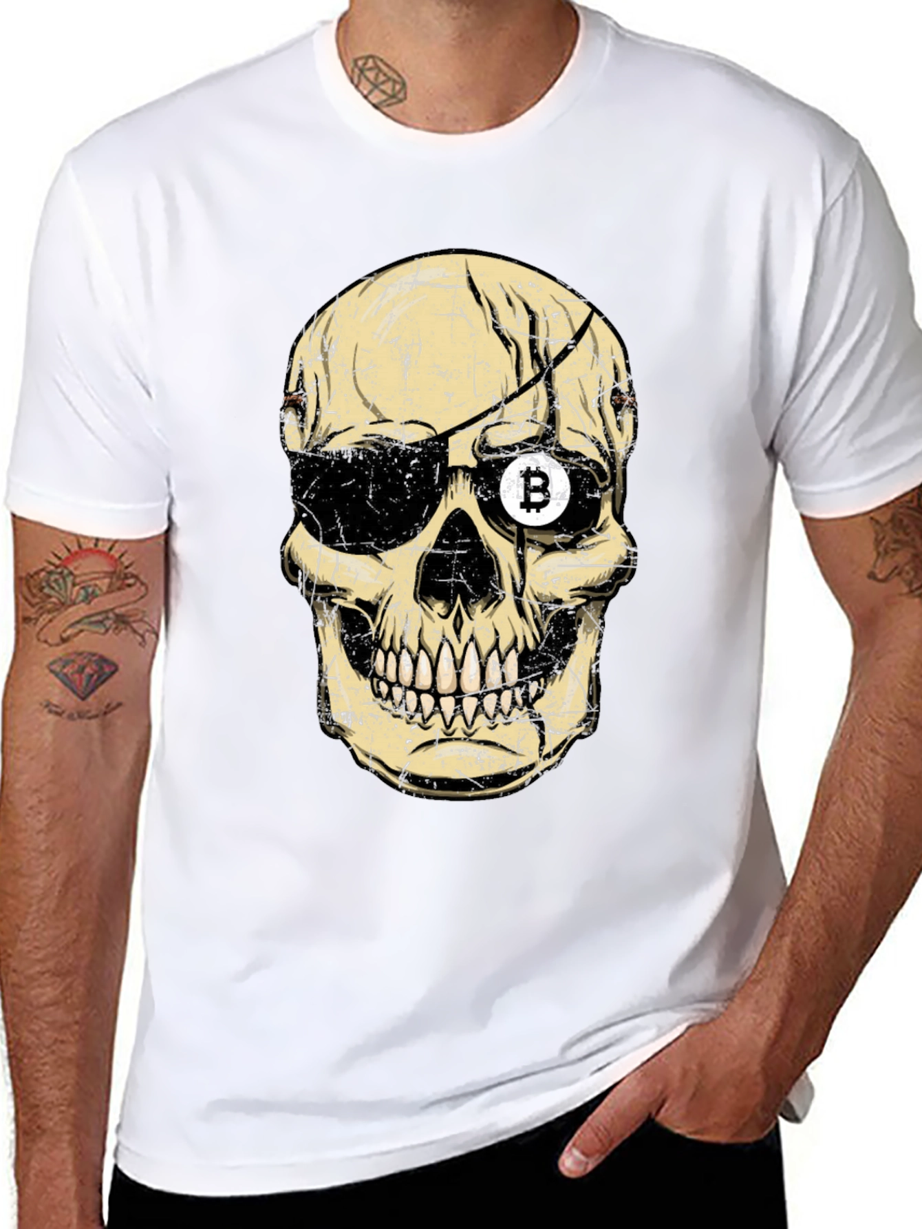 Bitcoin Pirate Skull Graphic T-Shirt