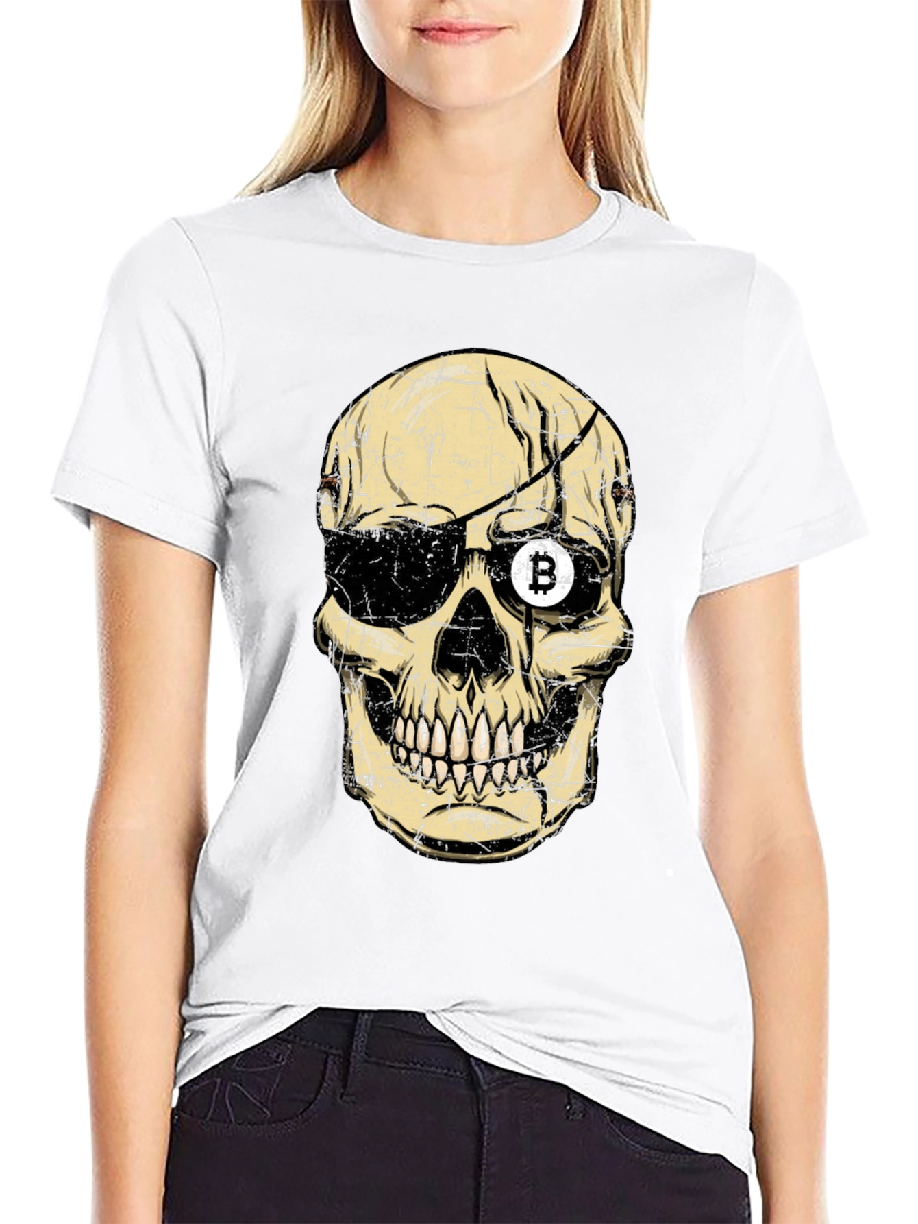 Bitcoin Pirate Skull Graphic T-Shirt