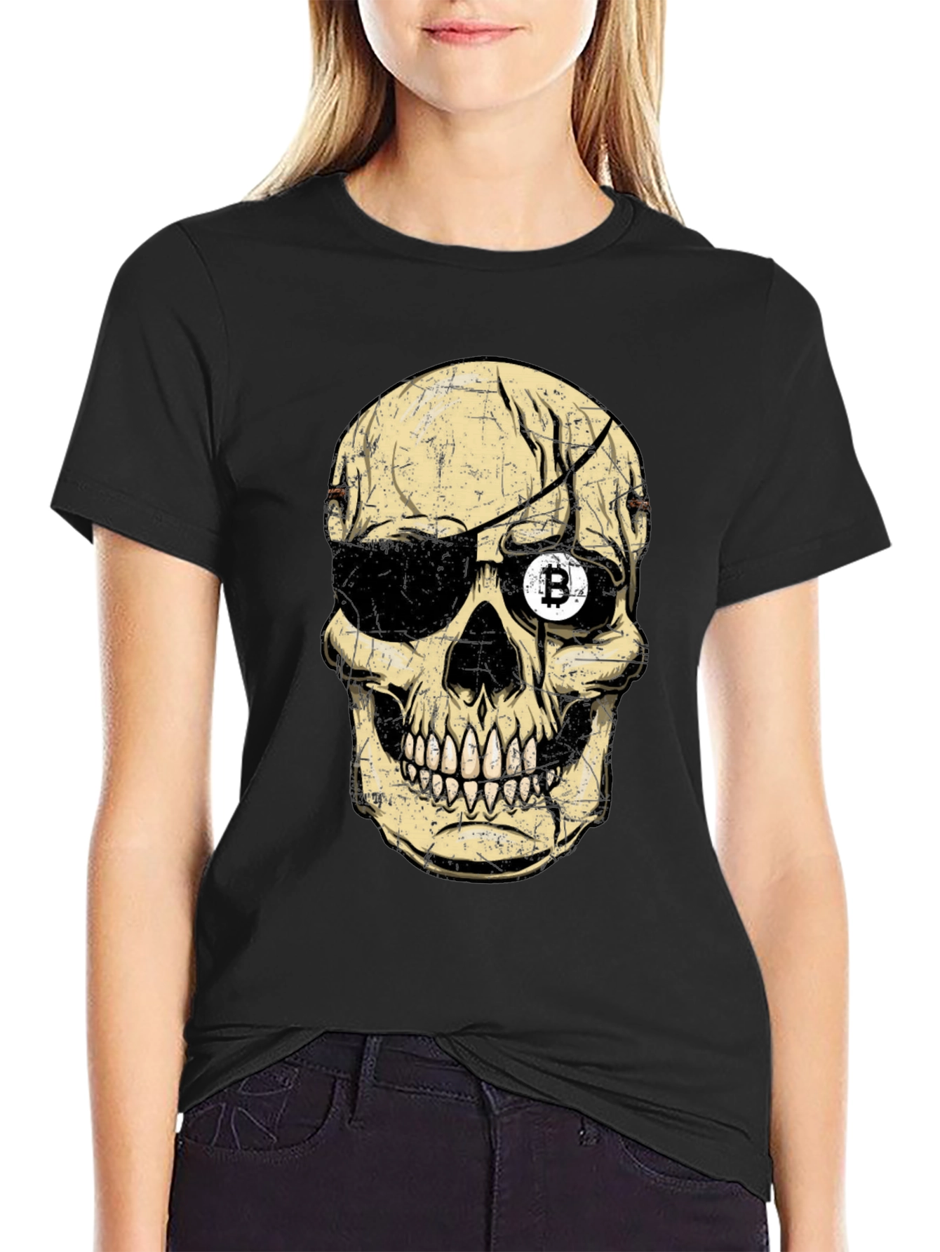 Bitcoin Pirate Skull Graphic T-Shirt
