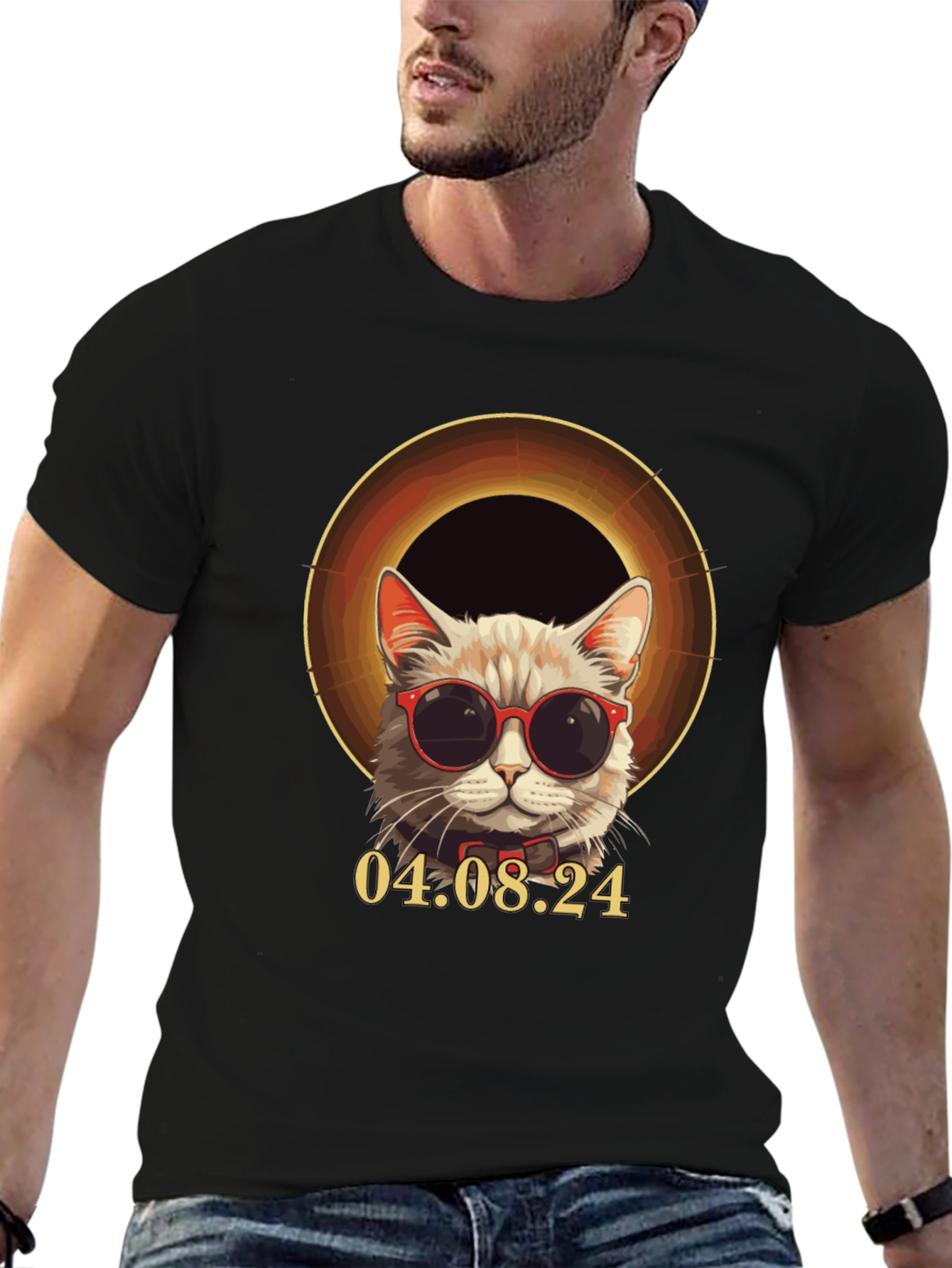 Cool Cat Solar Eclipse T-Shirt - August 4 2024