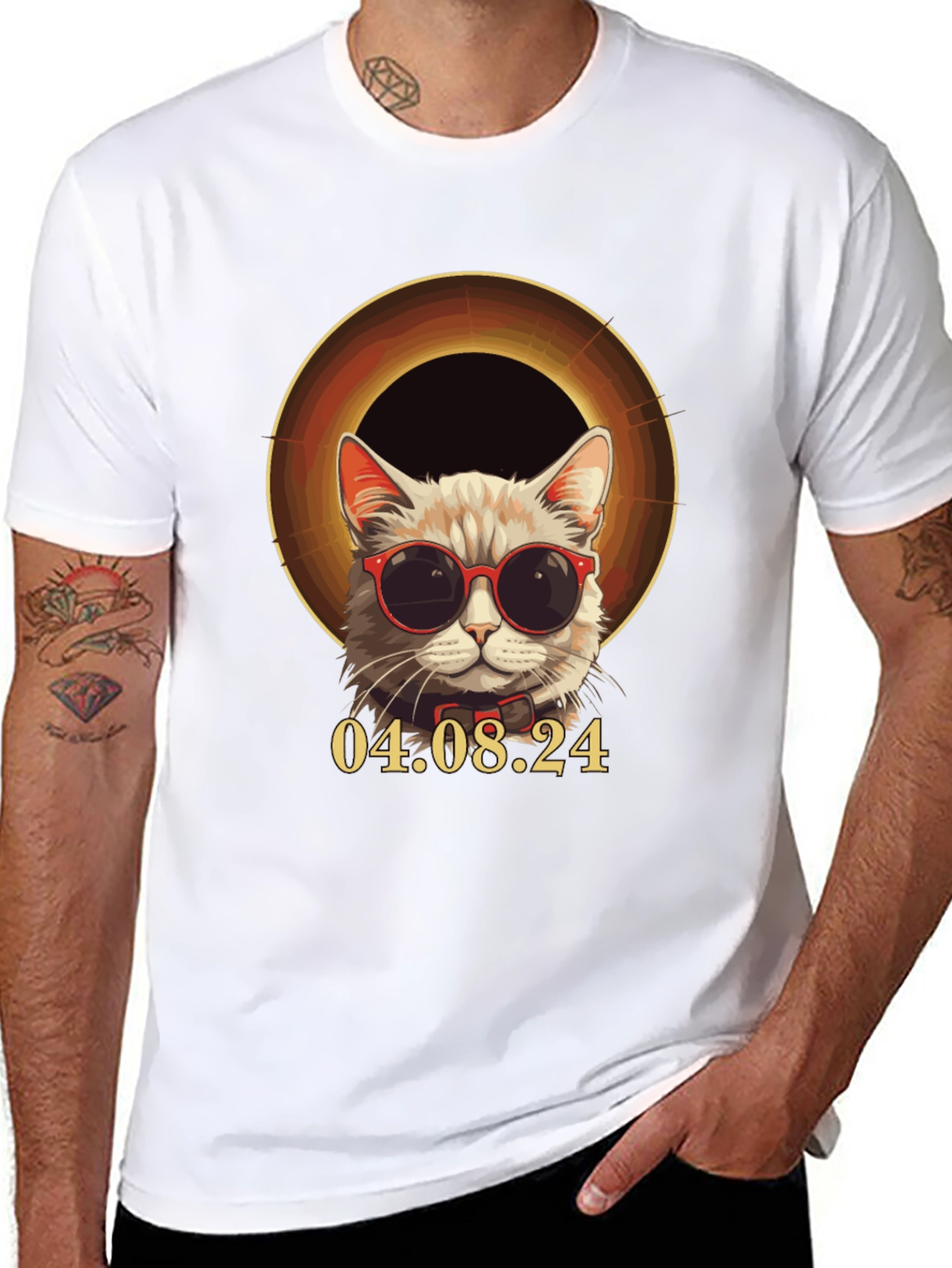 Cool Cat Solar Eclipse T-Shirt - August 4 2024