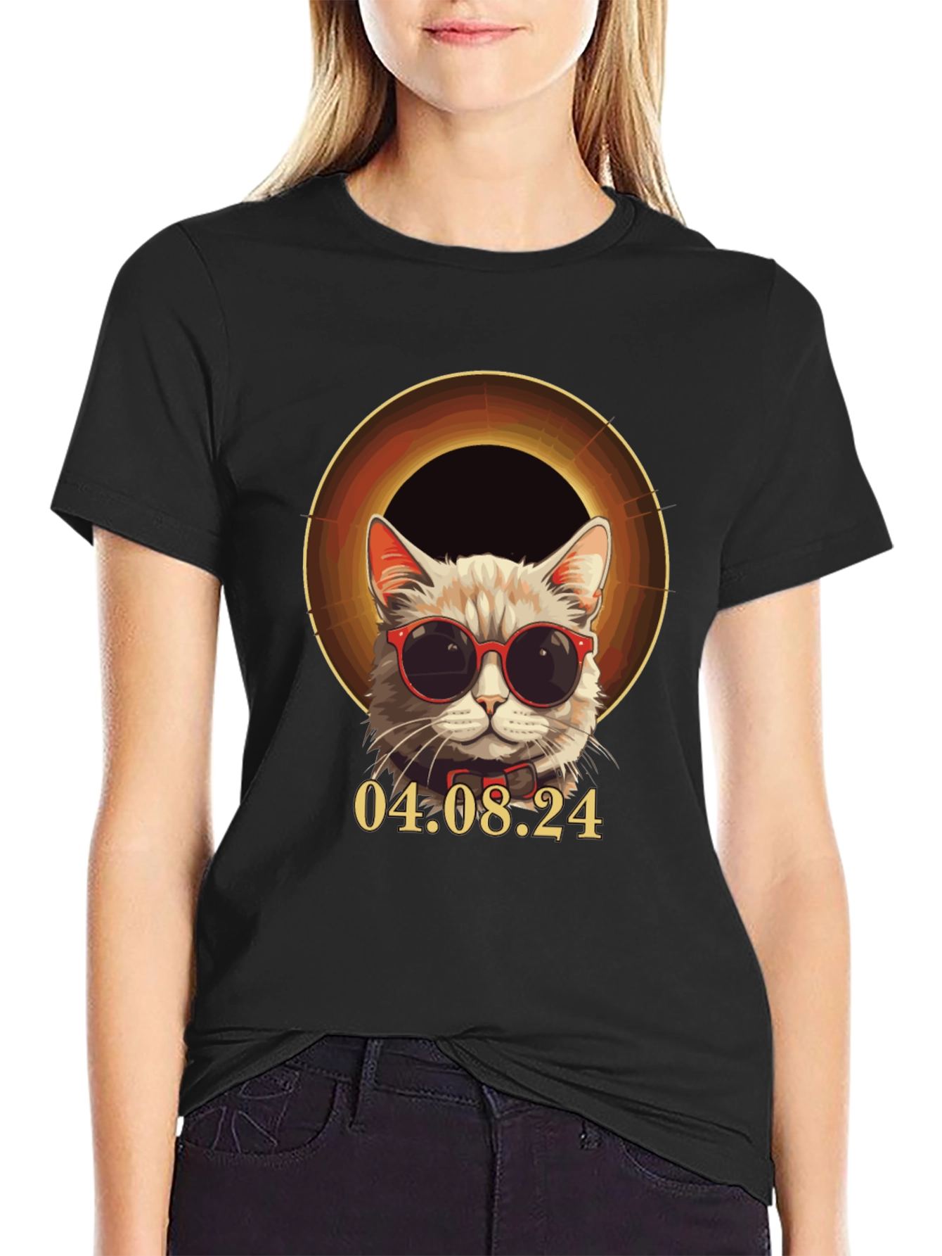 Cool Cat Solar Eclipse T-Shirt - August 4 2024