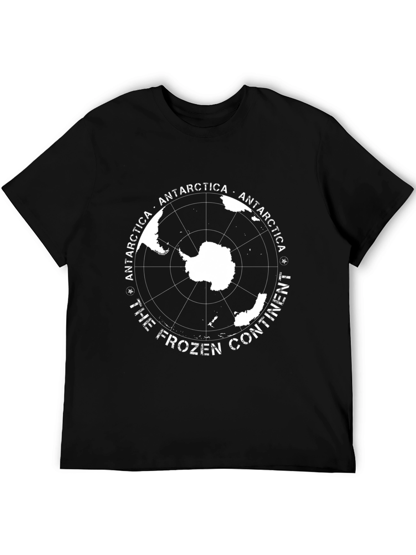 Antarctica Continent Graphic Tee - Black