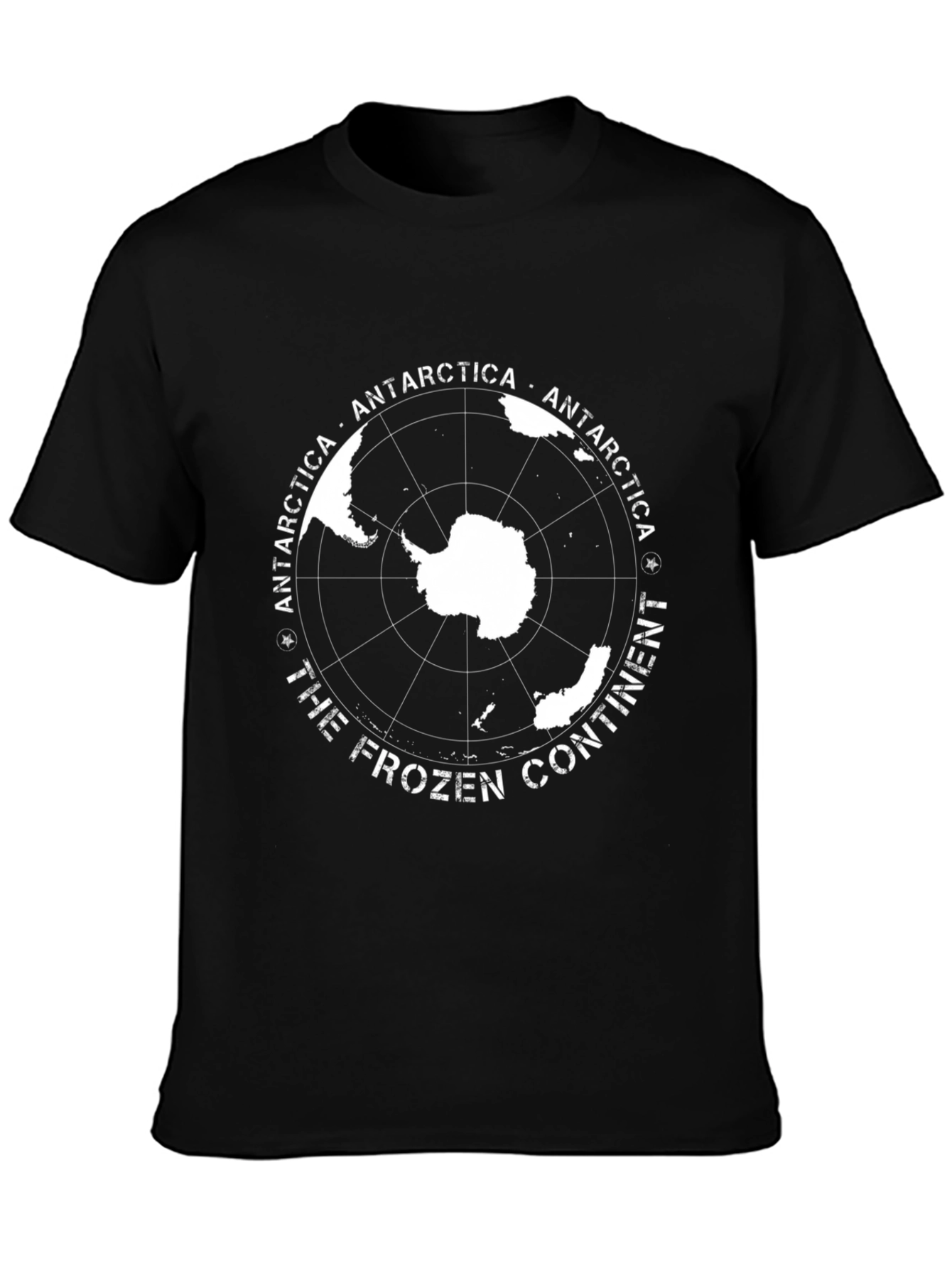 Antarctica Continent Graphic Tee - Black