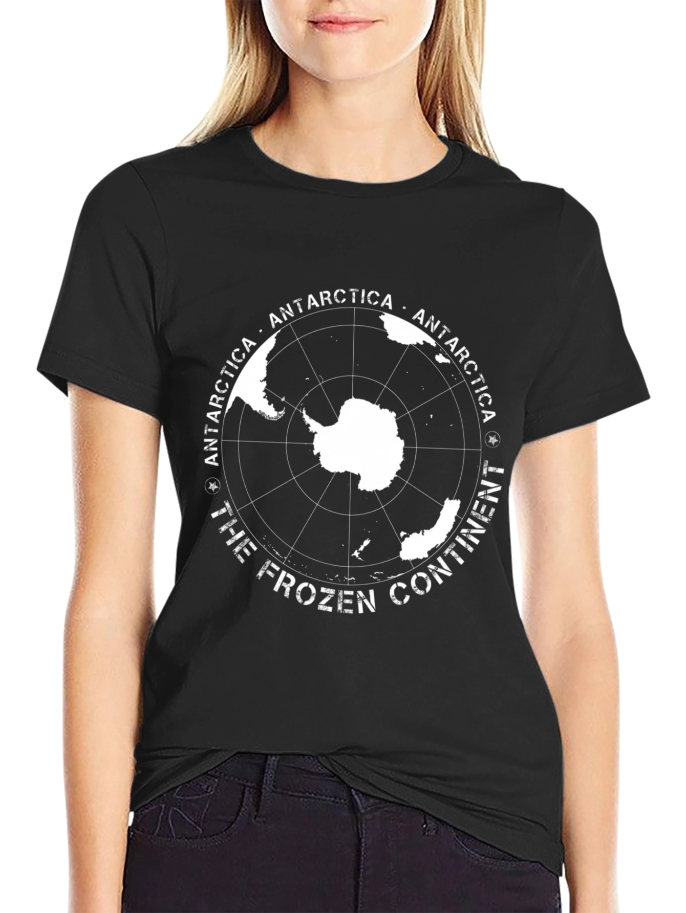 Antarctica Continent Graphic Tee - Black