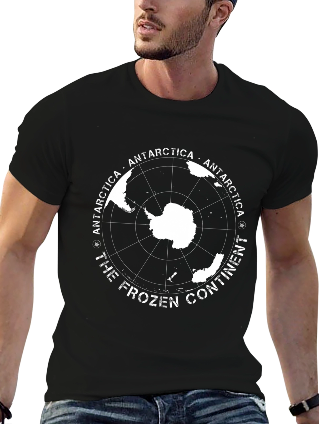Antarctica Continent Graphic Tee - Black