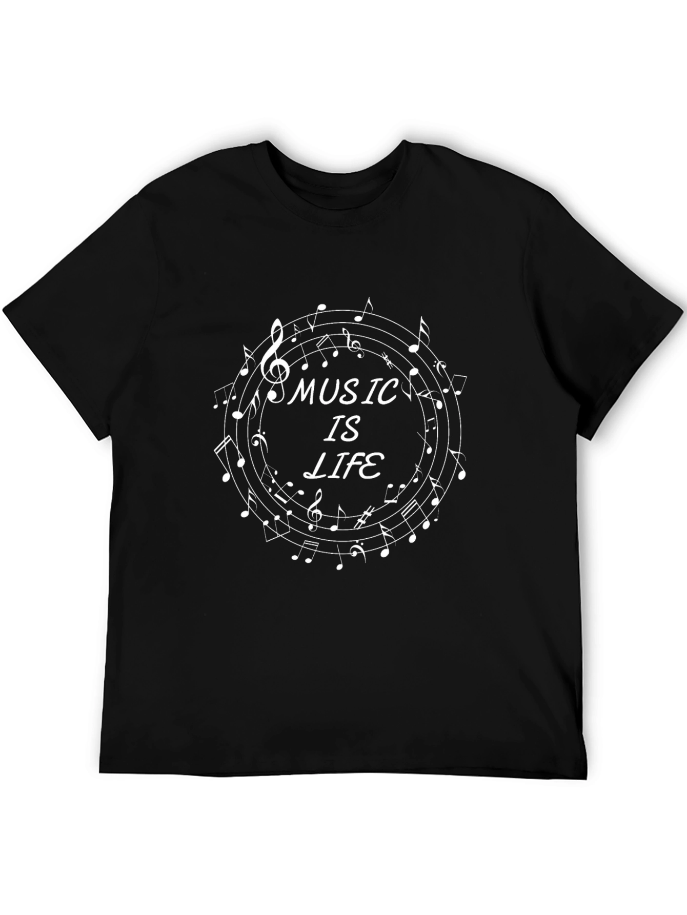 Music is Life T-Shirt - Black Cotton Tee
