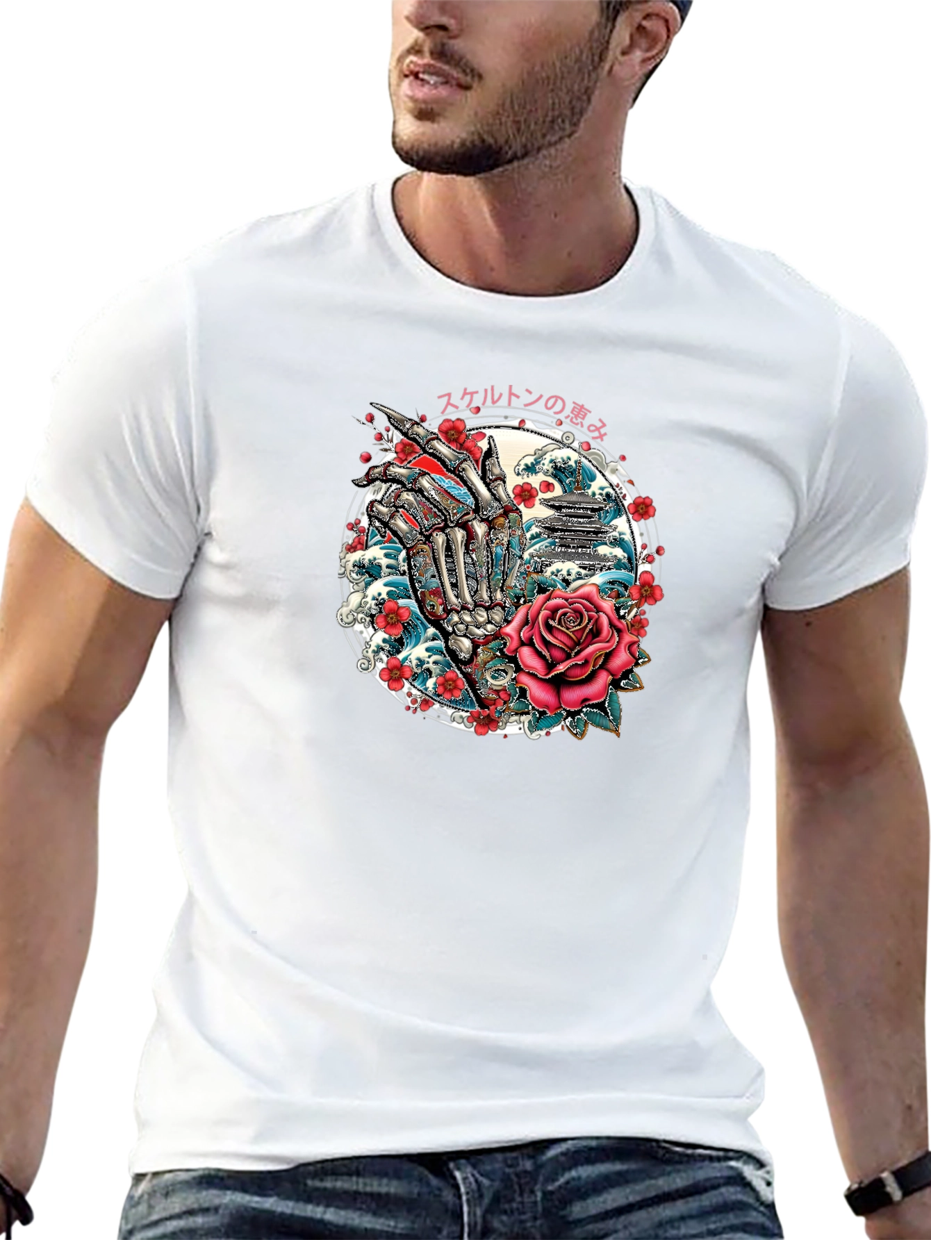 Skeleton Hand Rose Graphic Tee