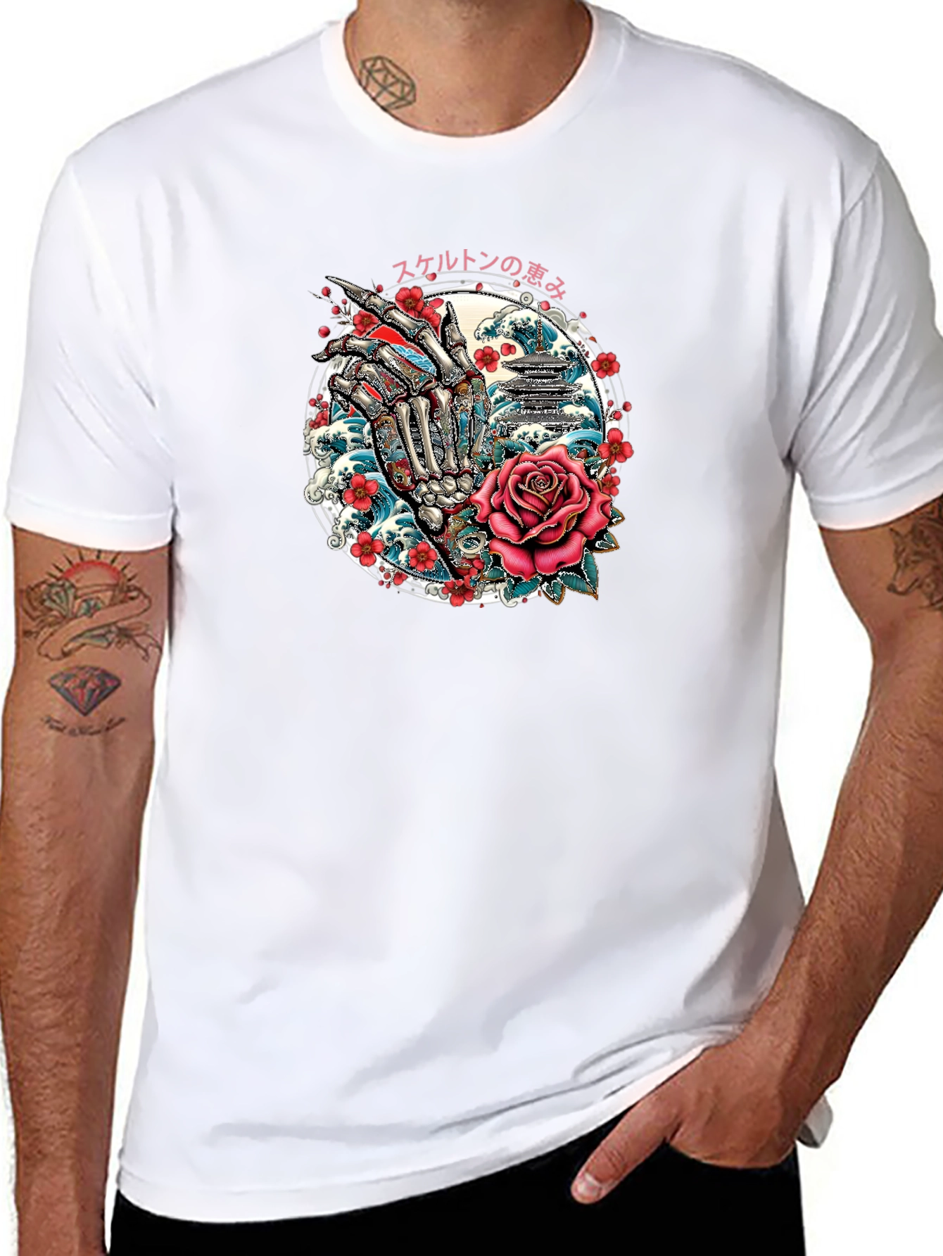 Skeleton Hand Rose Graphic Tee