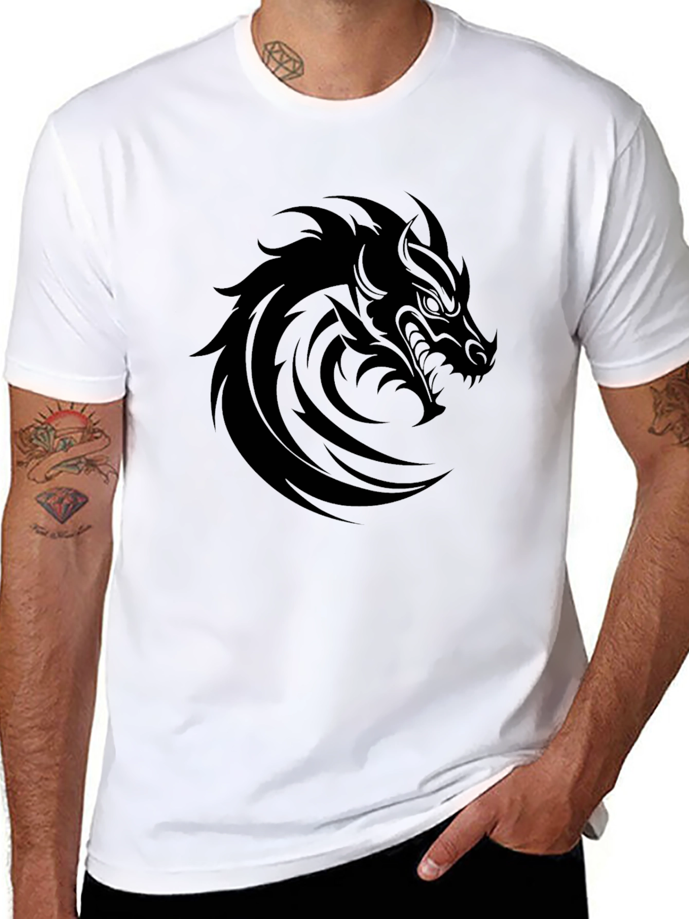 Mens Black Dragon Graphic T-Shirt