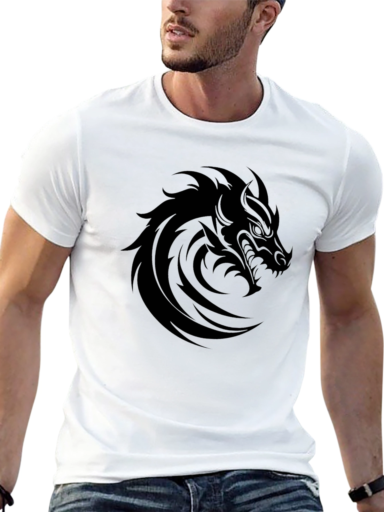 Mens Black Dragon Graphic T-Shirt