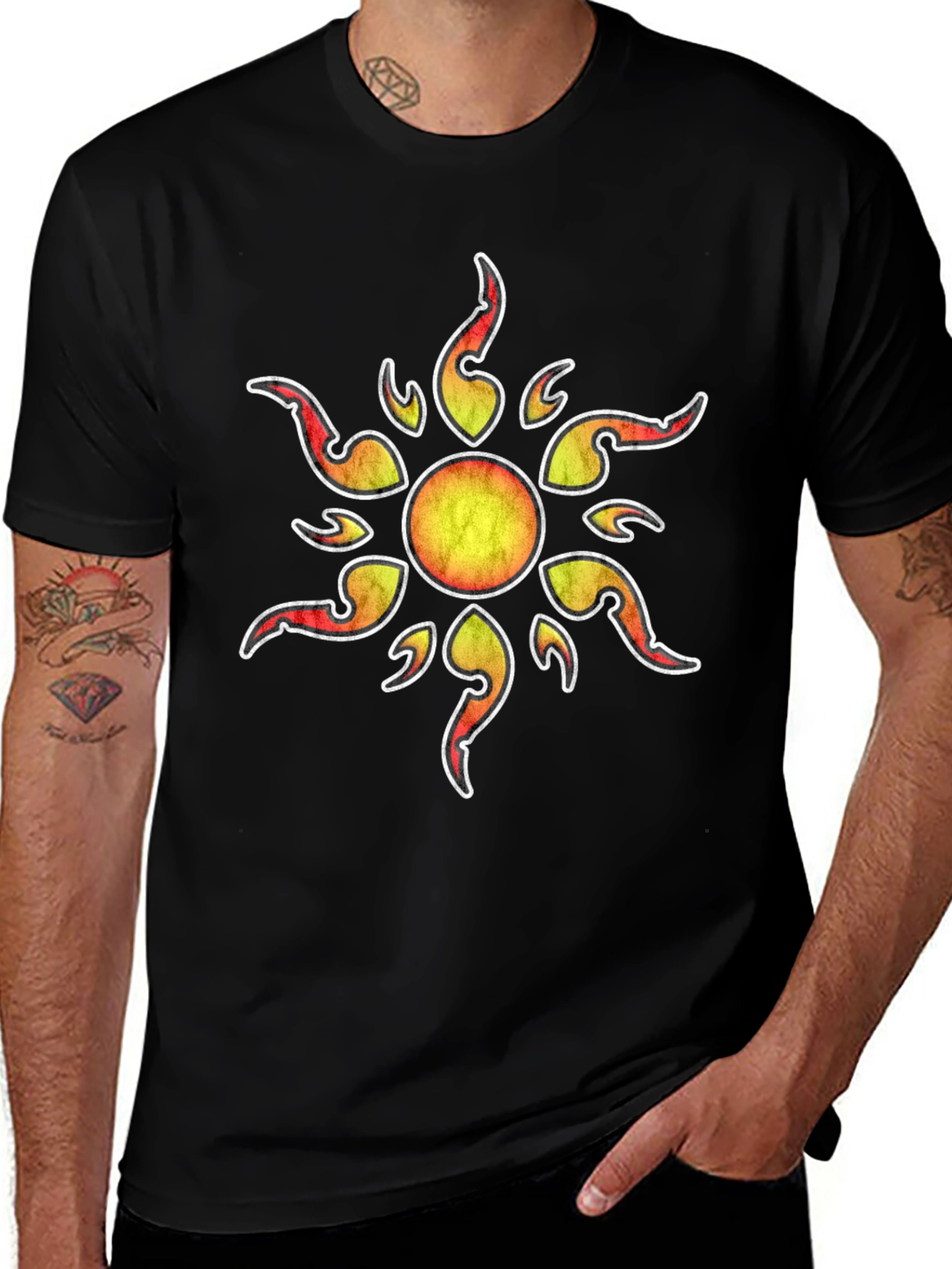 Sun Graphic Print Black T-Shirt
