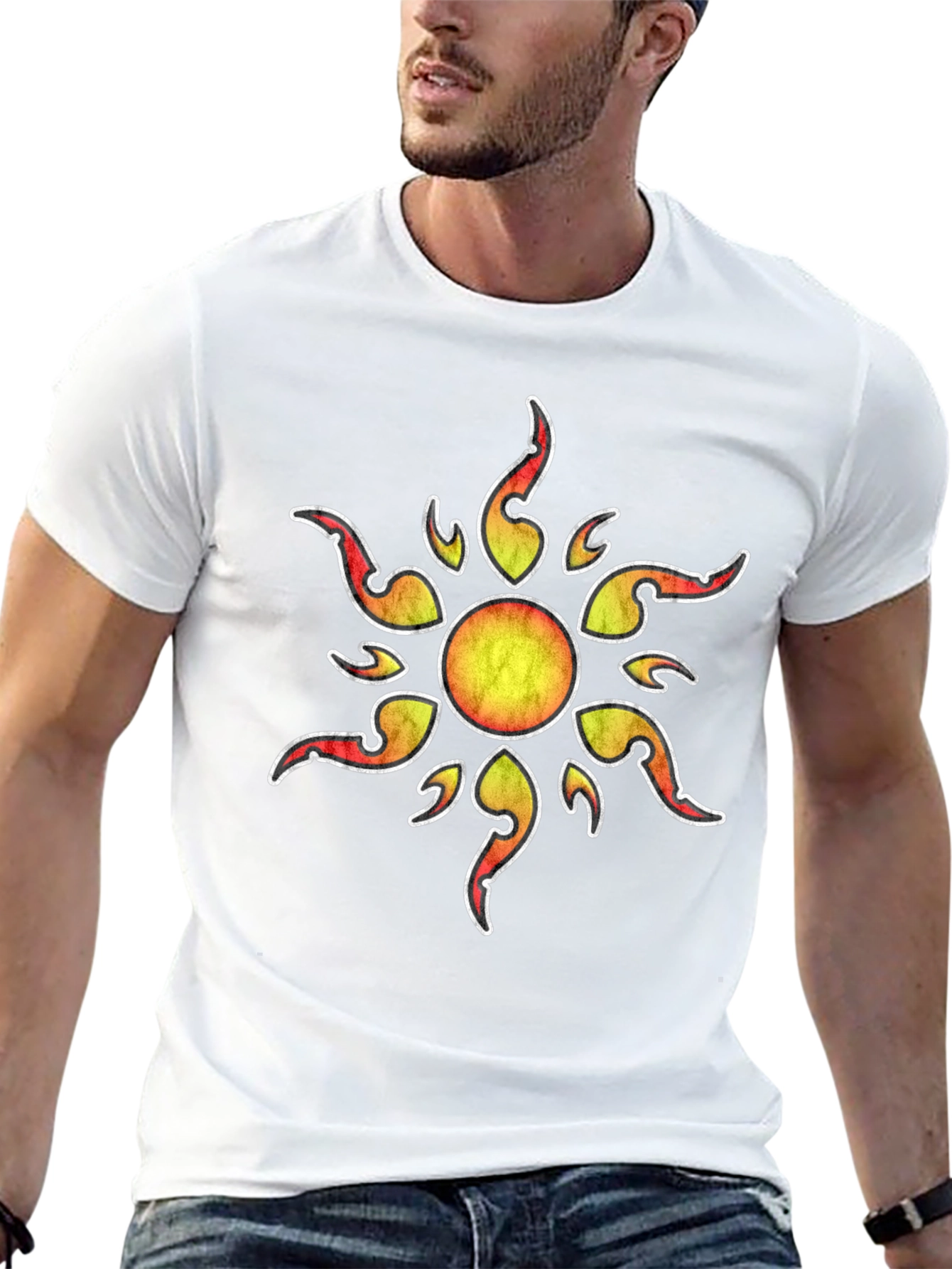Sun Graphic Print Black T-Shirt