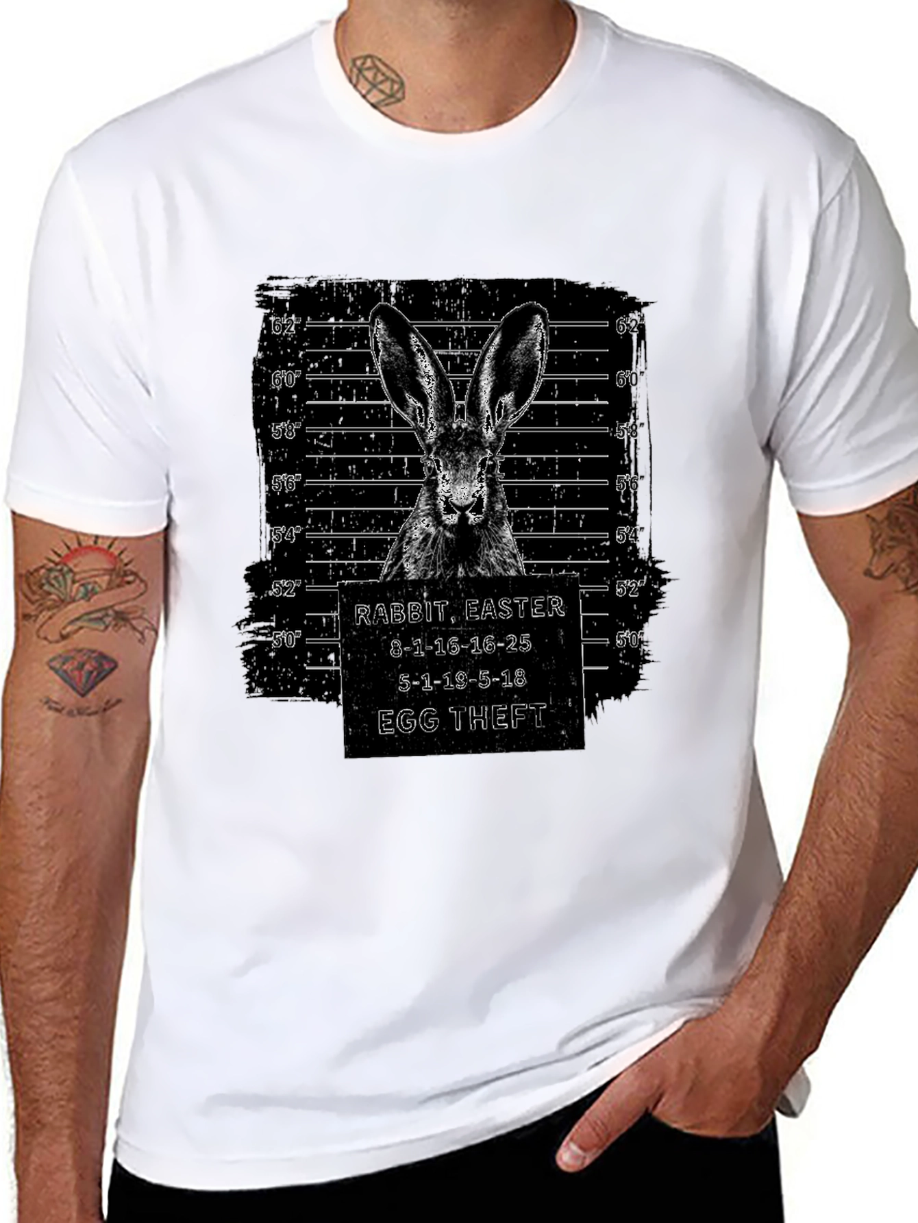 Rabbit Easter Egg Theft T-Shirt Funny Mugshot