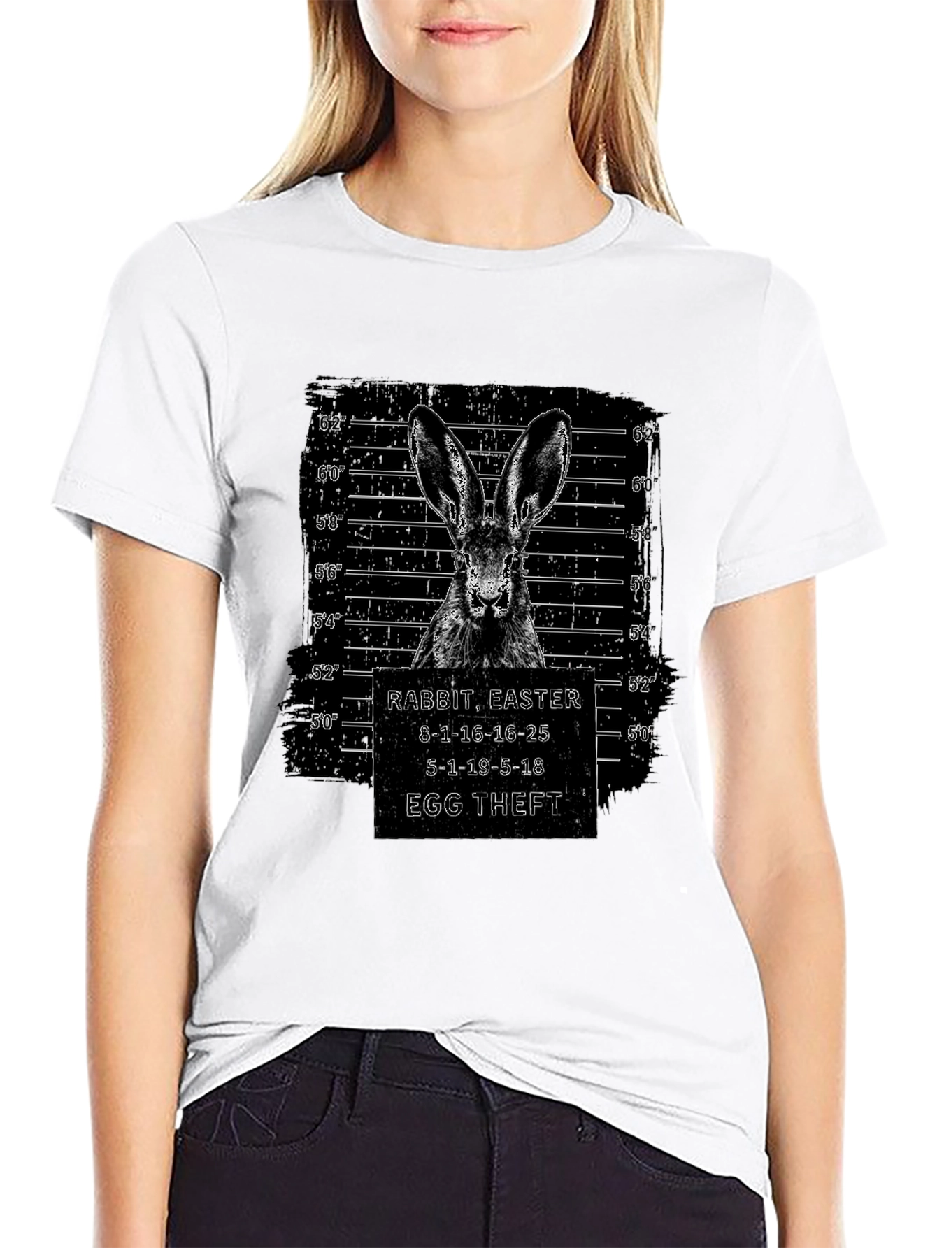 Rabbit Easter Egg Theft T-Shirt Funny Mugshot