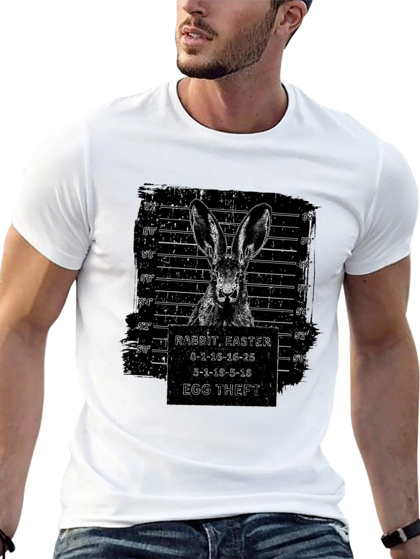 Rabbit Easter Egg Theft T-Shirt Funny Mugshot