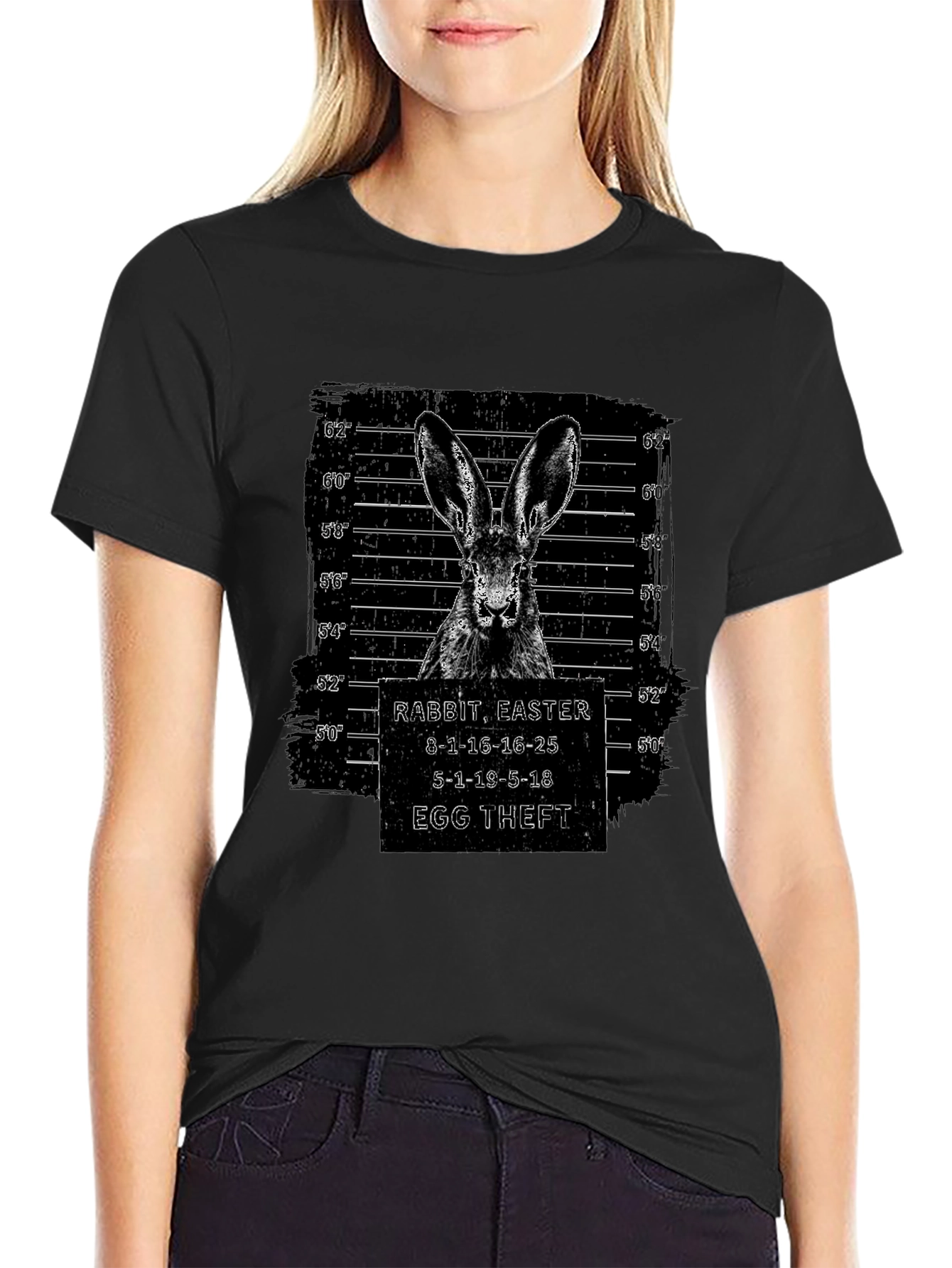 Rabbit Easter Egg Theft T-Shirt Funny Mugshot