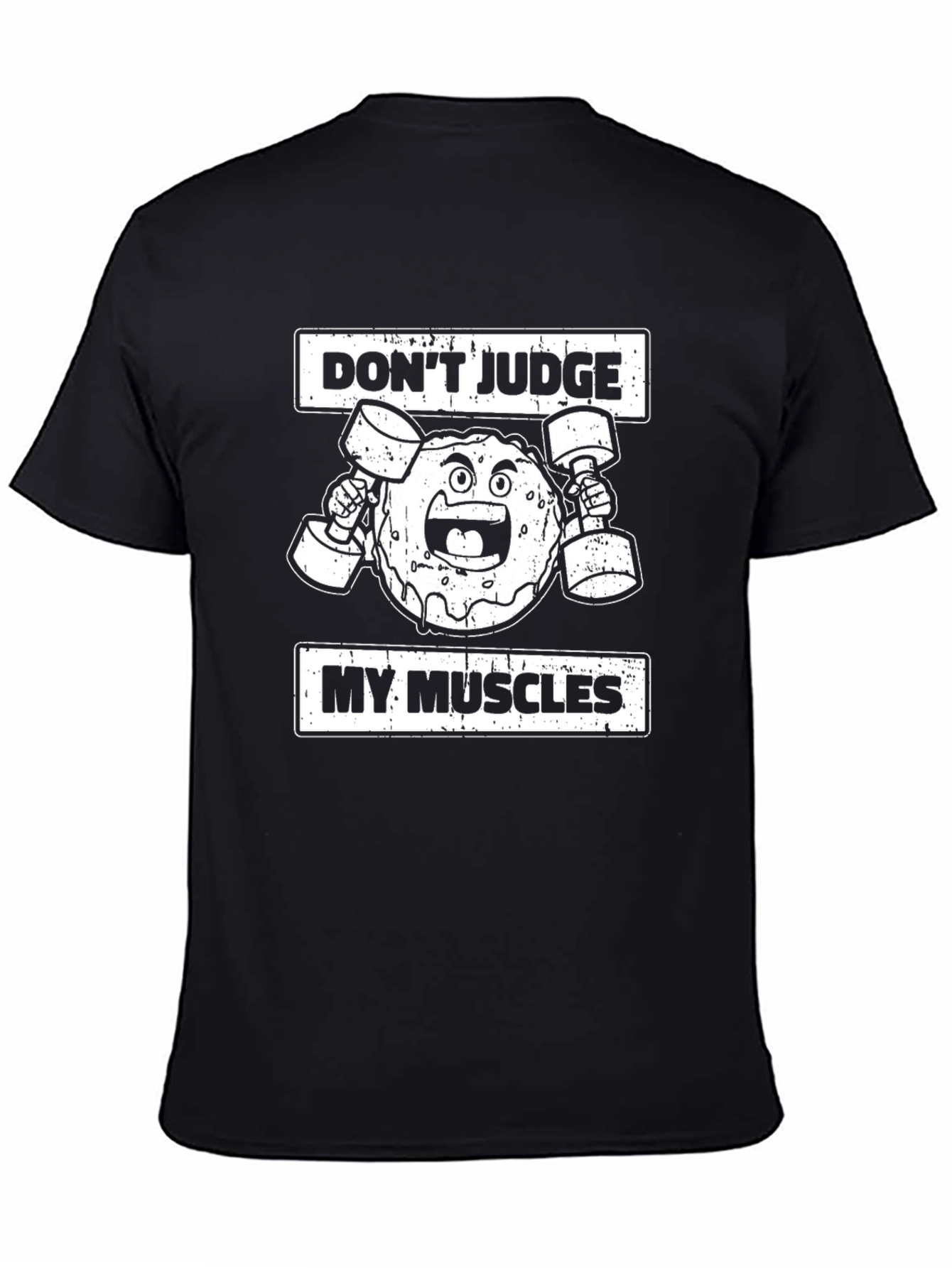 Funny Donut Muscles Graphic T-Shirt - Black