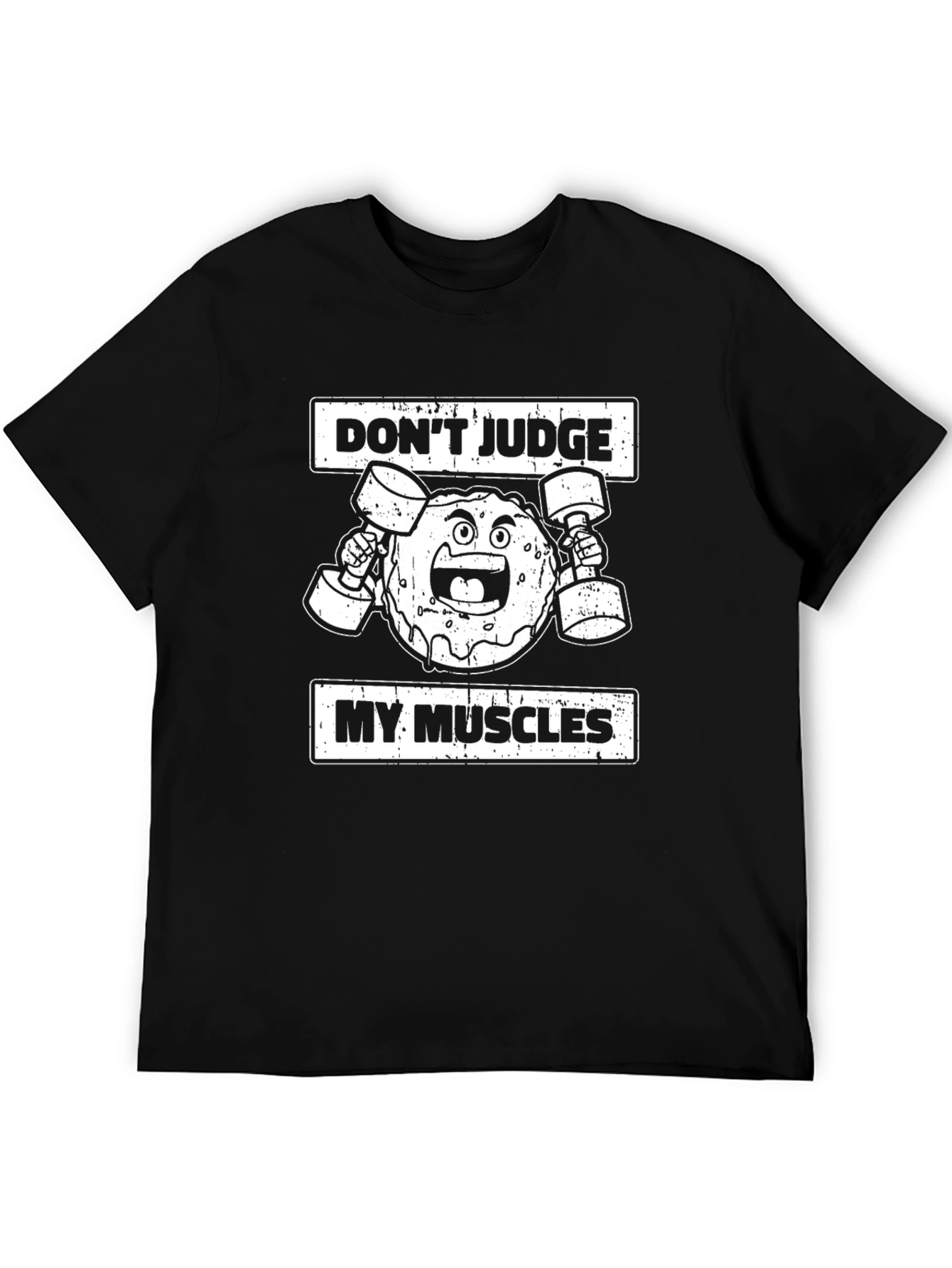 Funny Donut Muscles Graphic T-Shirt - Black