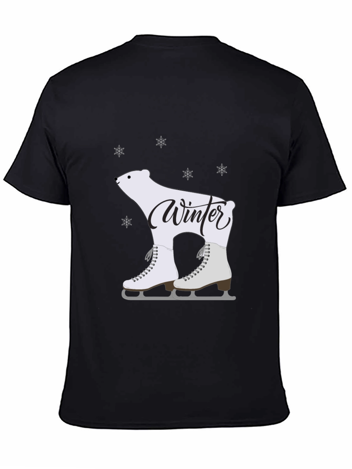 Winter Polar Bear Skates Black T-Shirt