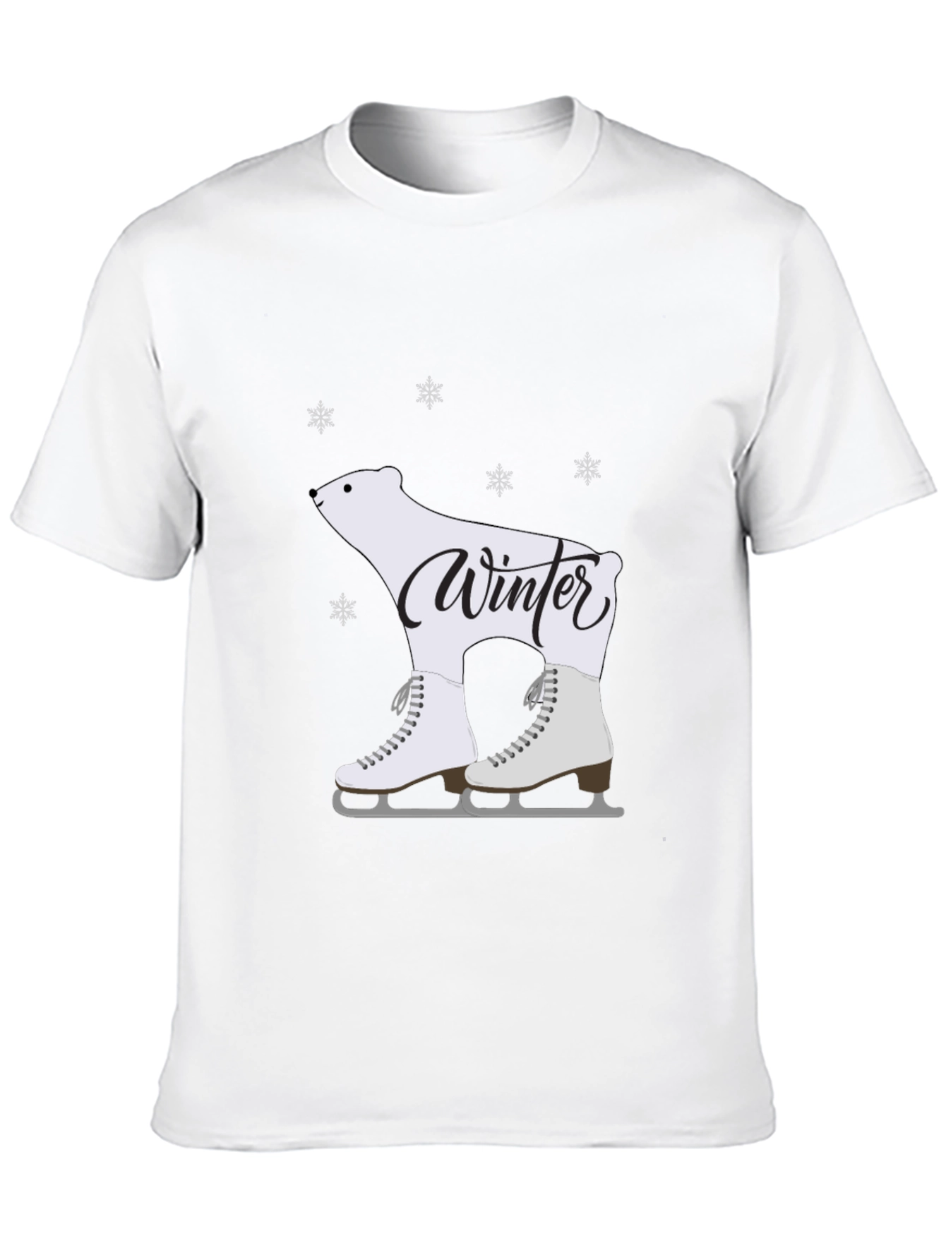 Winter Polar Bear Skates Black T-Shirt