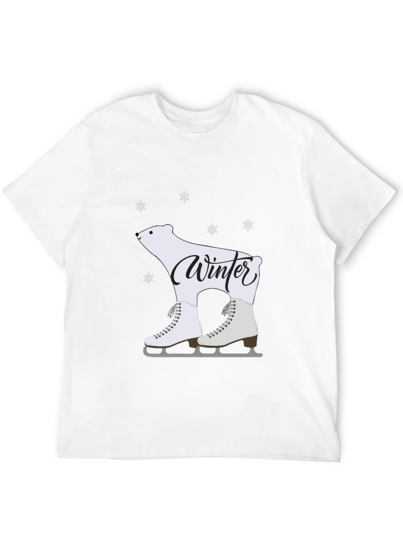 Winter Polar Bear Skates Black T-Shirt