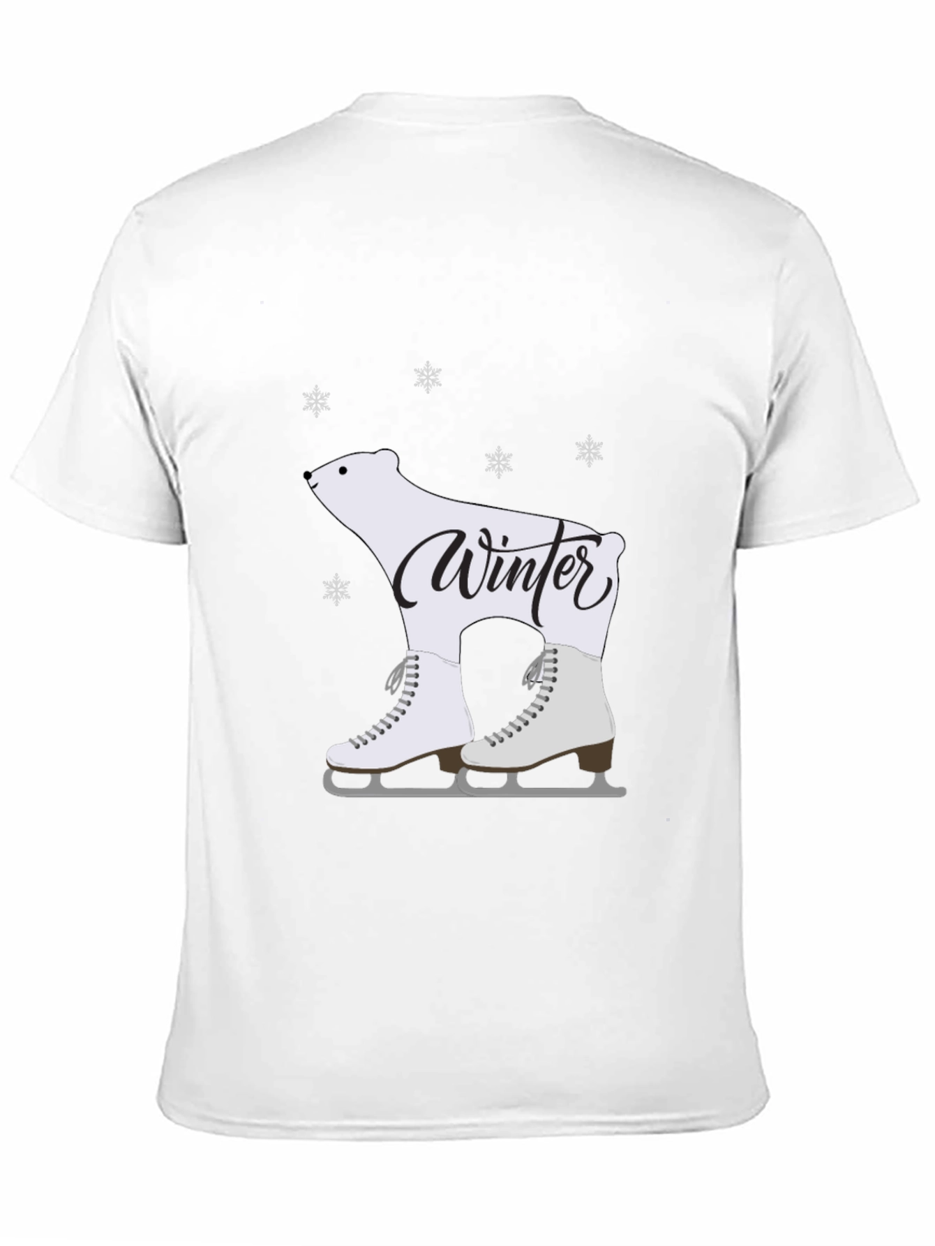 Winter Polar Bear Skates Black T-Shirt