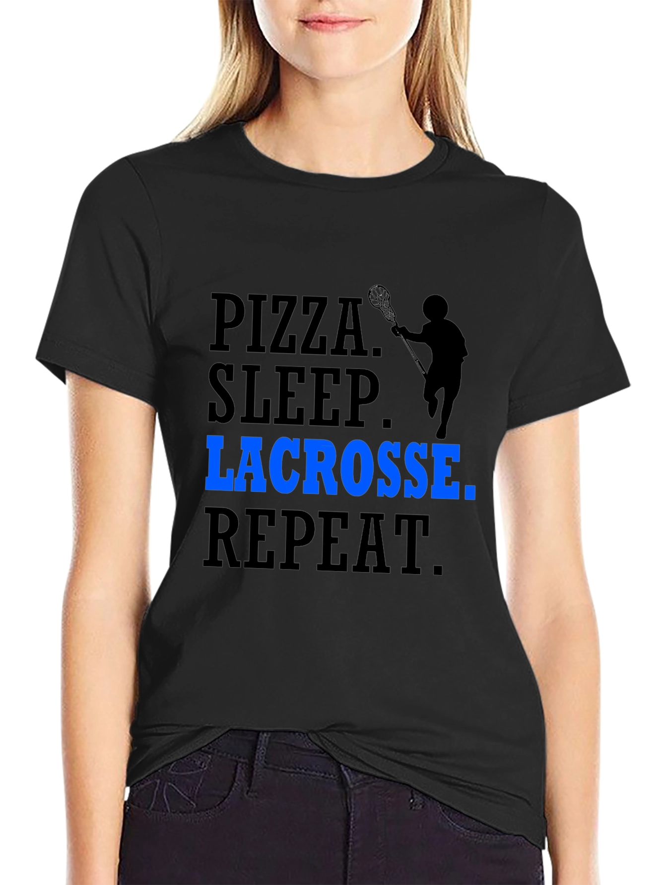 Pizza Sleep Lacrosse Repeat T-Shirt