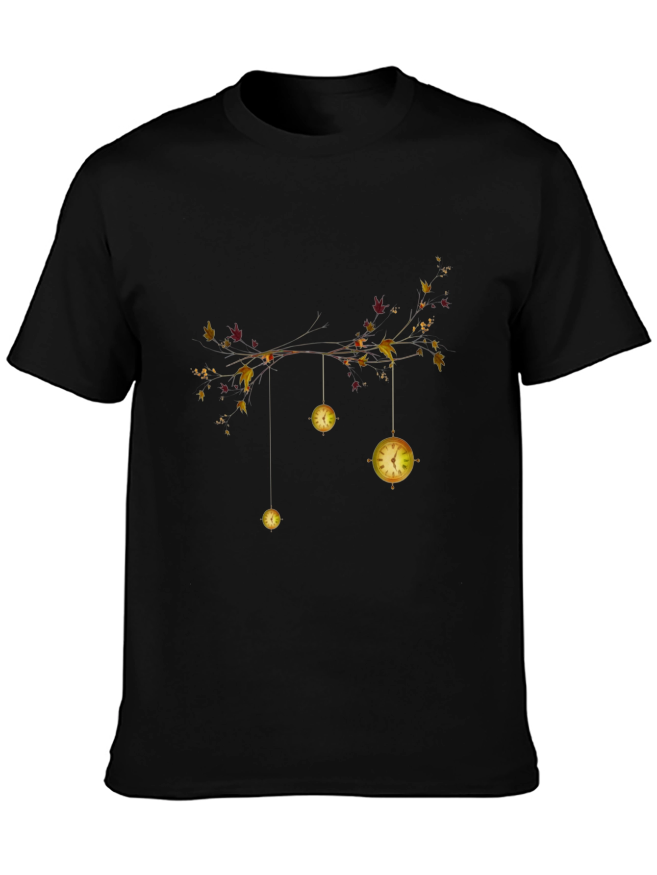 Whimsical Time Branch Black T-Shirt