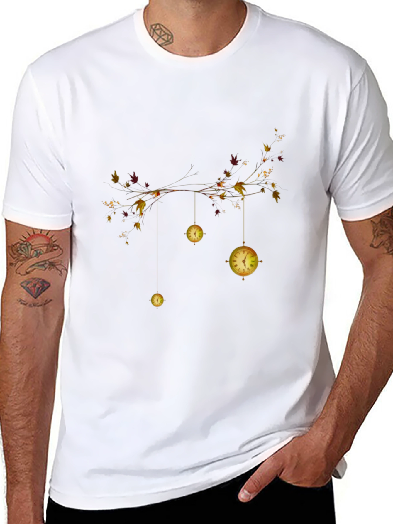 Whimsical Time Branch Black T-Shirt