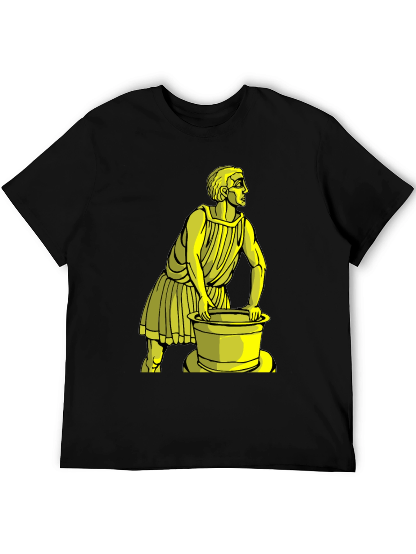 Black T-Shirt with Yellow Ancient Man Graphic
