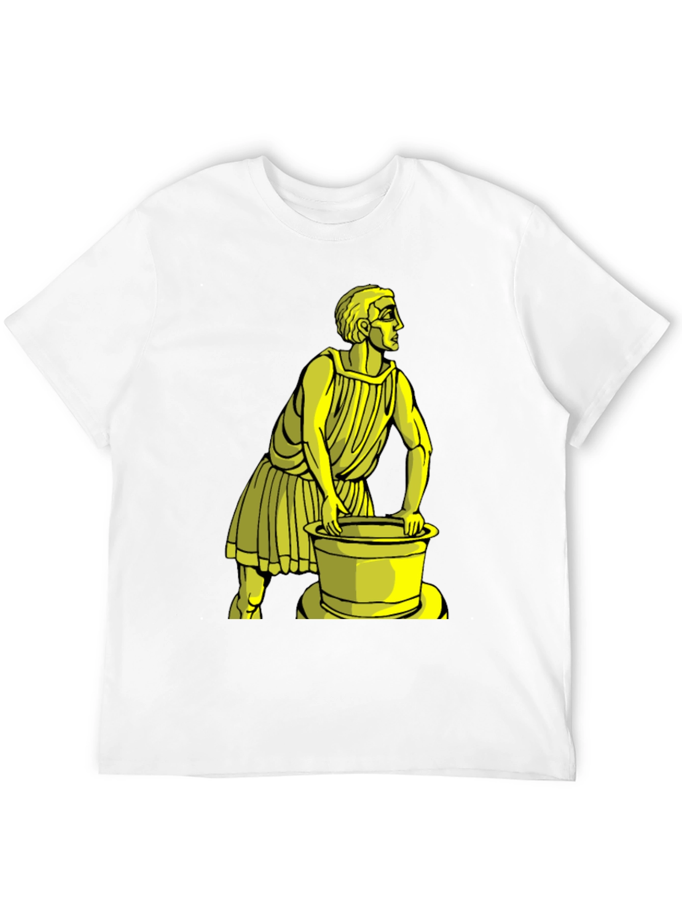 Black T-Shirt with Yellow Ancient Man Graphic