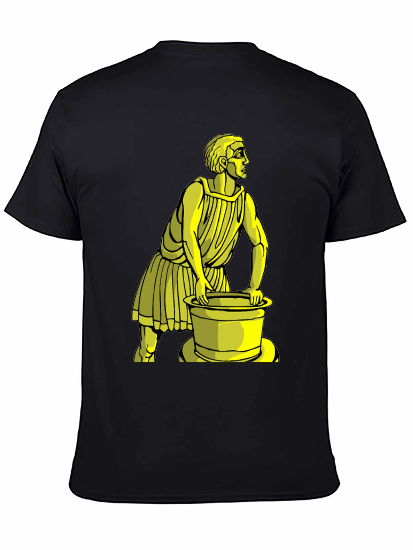 Black T-Shirt with Yellow Ancient Man Graphic